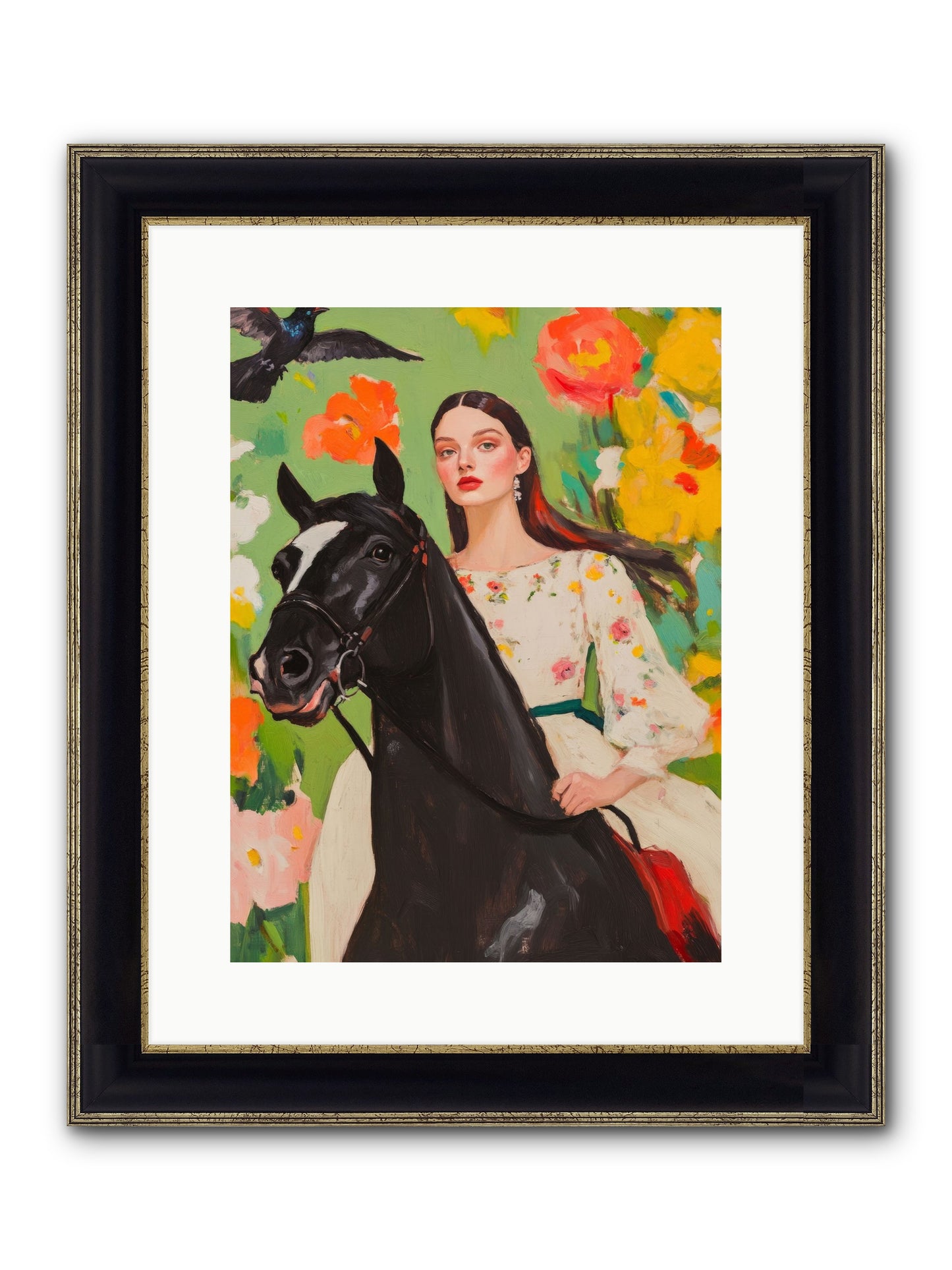 Between Rose Gates Framed Print - Black & Gold 12x16