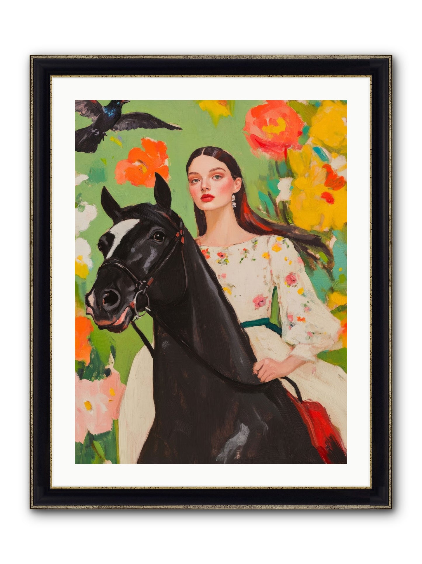 Between Rose Gates Framed Print - Black & Gold 24x32