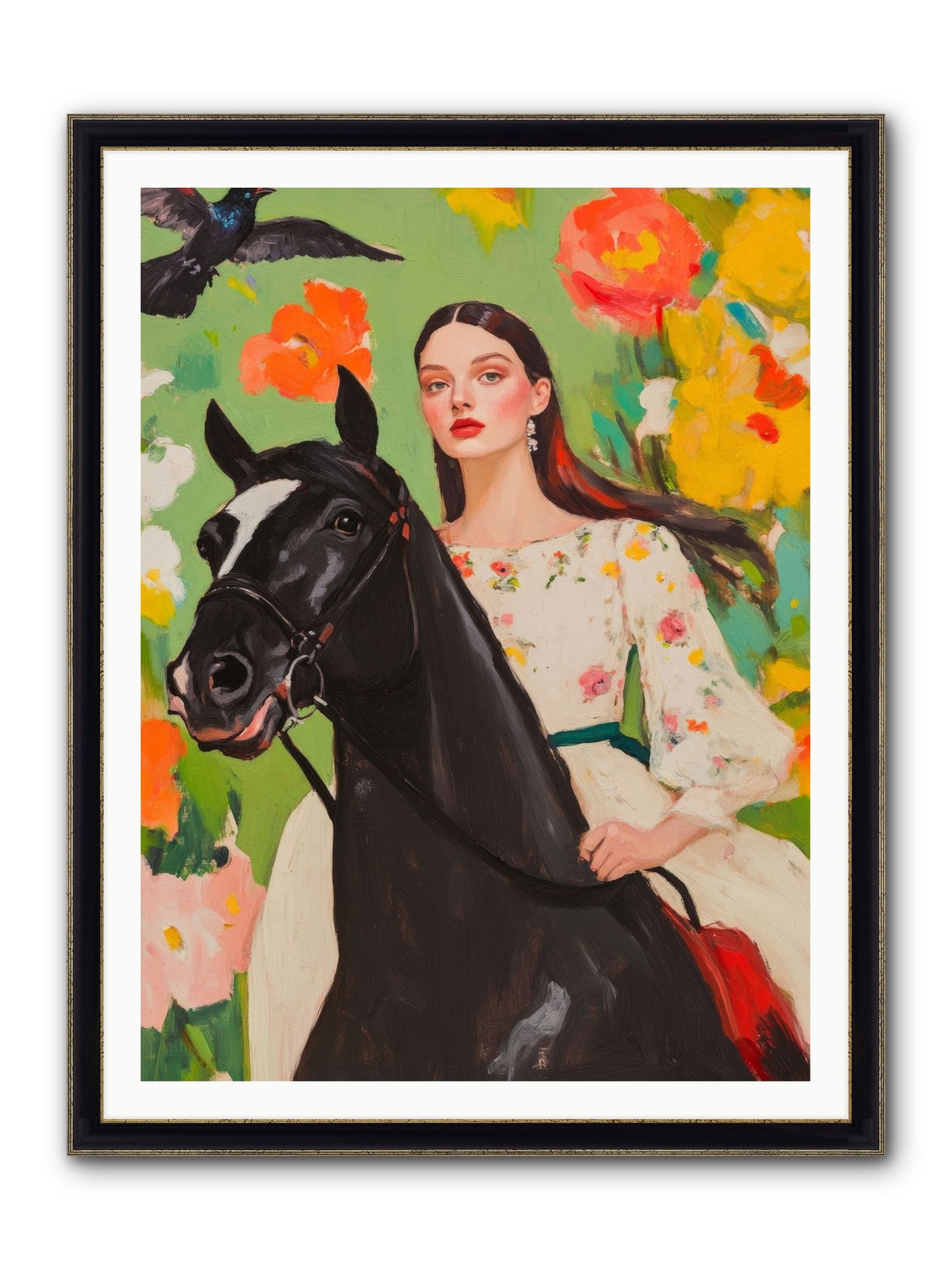Between Rose Gates Framed Print - Black & Gold 36x48