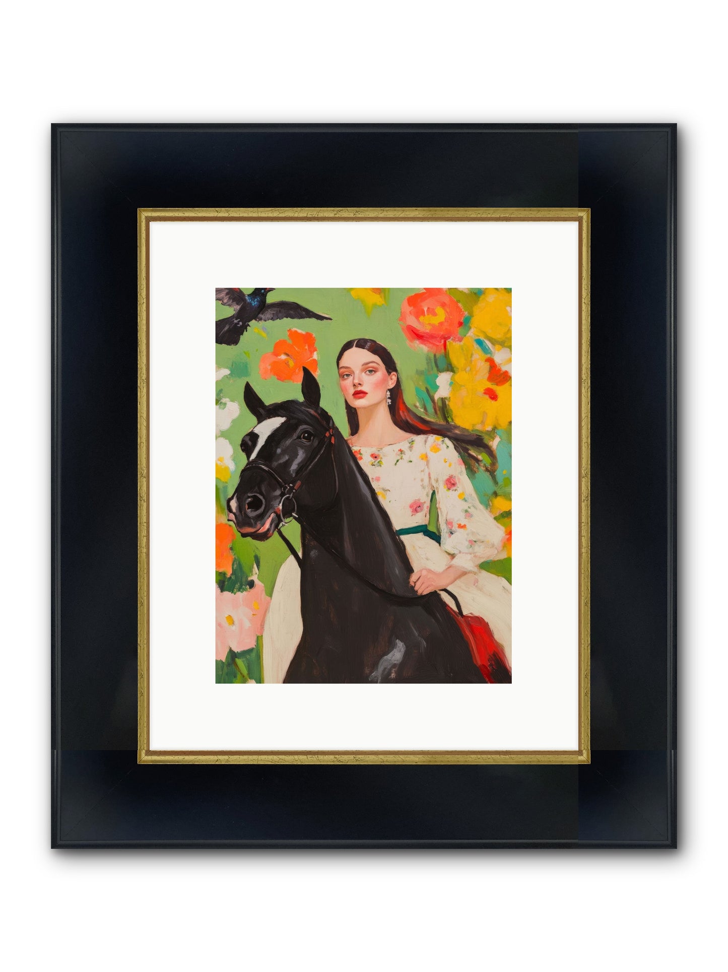 Between Rose Gates Framed Print - Wide Black w/Gold 9x12