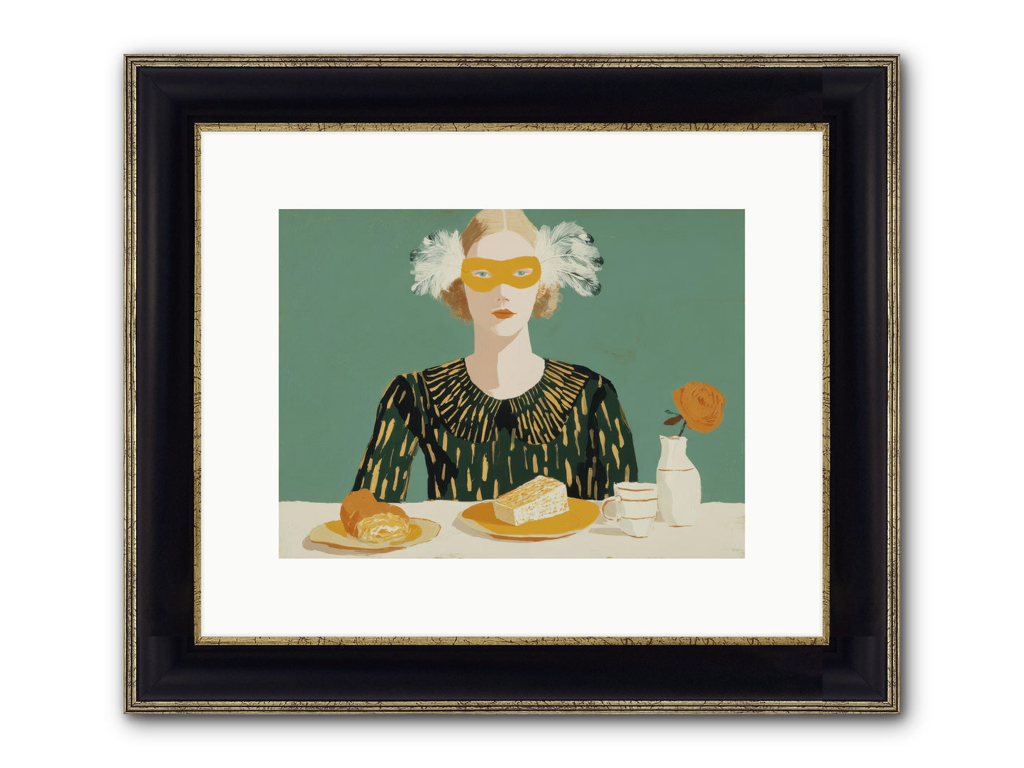 Between The Lines Framed Print - Black & Gold 12x9
