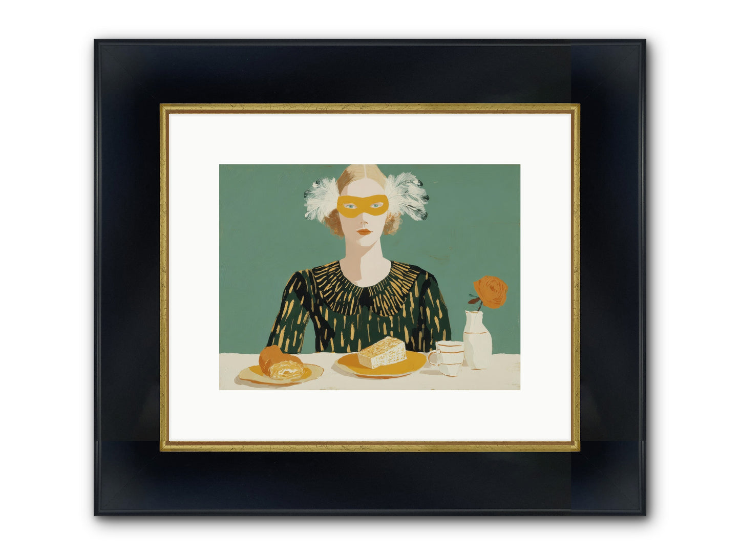 Between The Lines Framed Print - Wide Black w/Gold 12x9