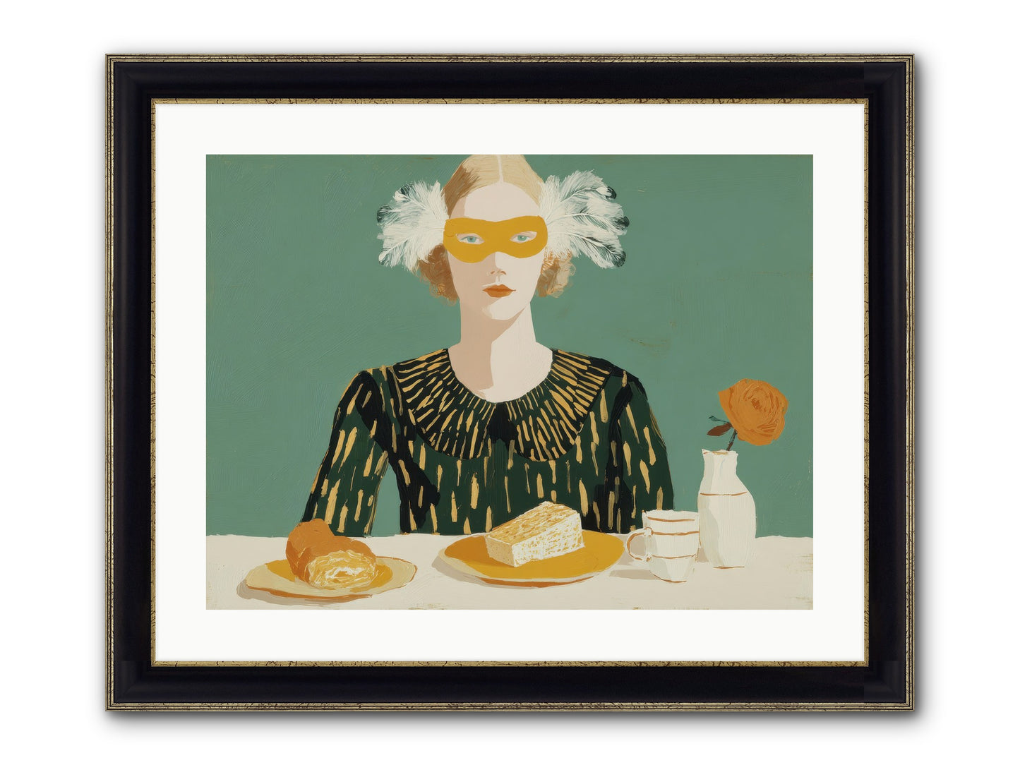 Between The Lines Framed Print - Black & Gold 24x18