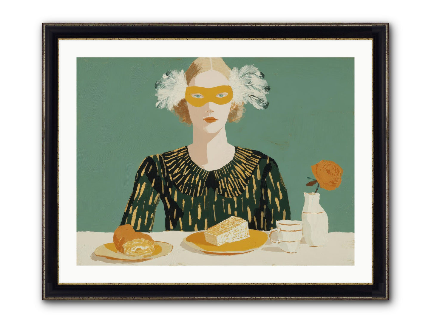 Between The Lines Framed Print - Black & Gold 32x24