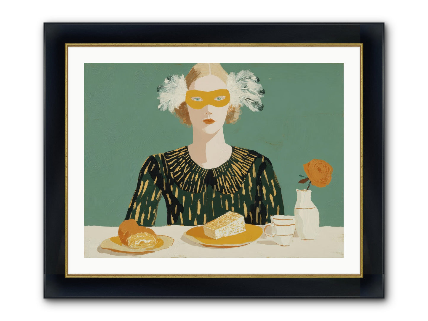Between The Lines Framed Print - Wide Black w/Gold 32x24