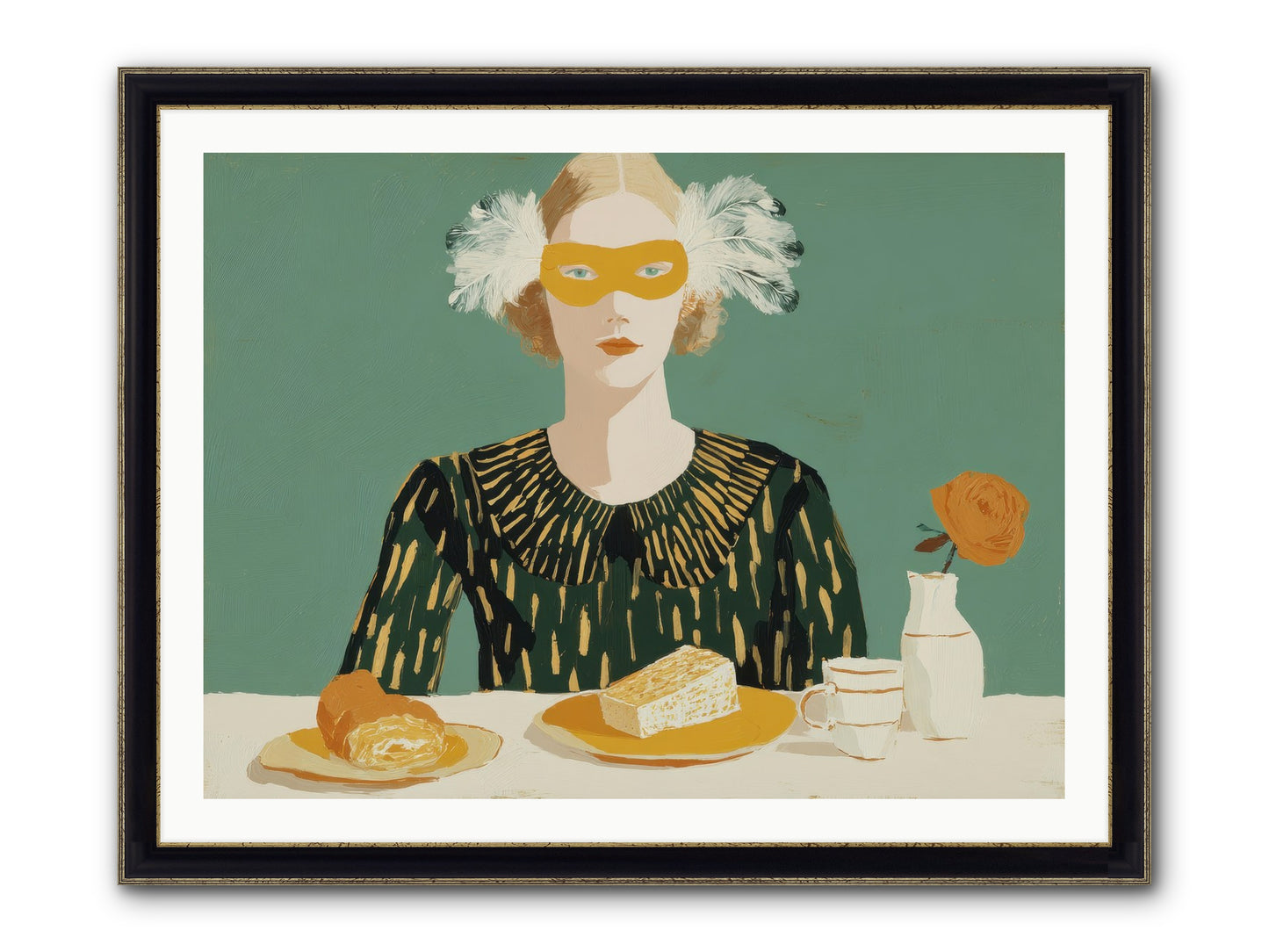 Between The Lines Framed Print - Black & Gold 40x30