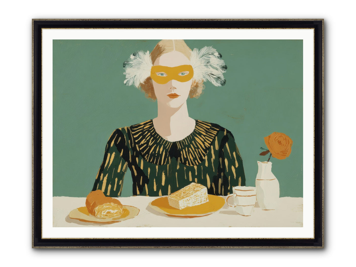 Between The Lines Framed Print - Black & Gold 48x36