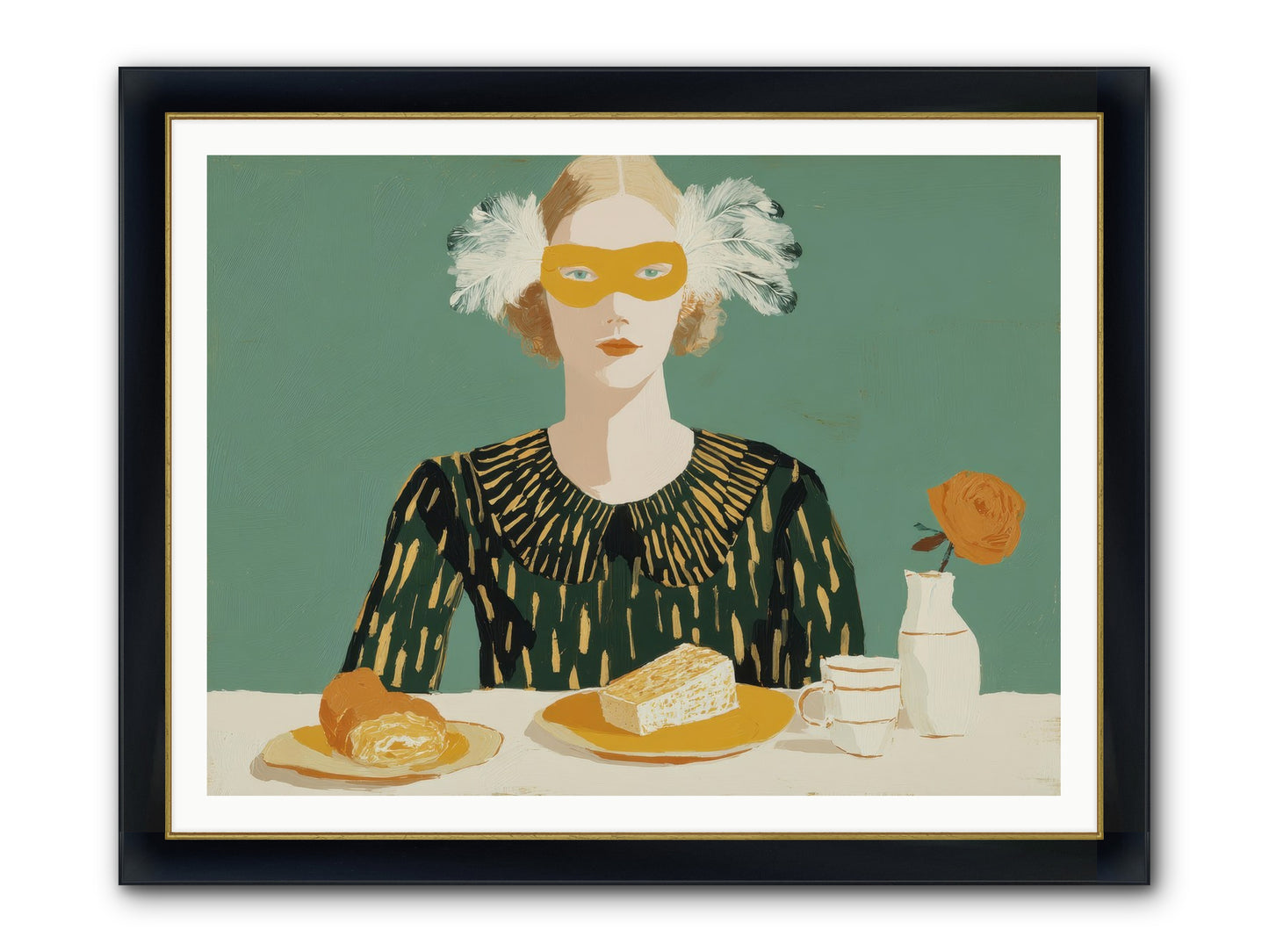 Between The Lines Framed Print - Wide Black w/Gold 48x36