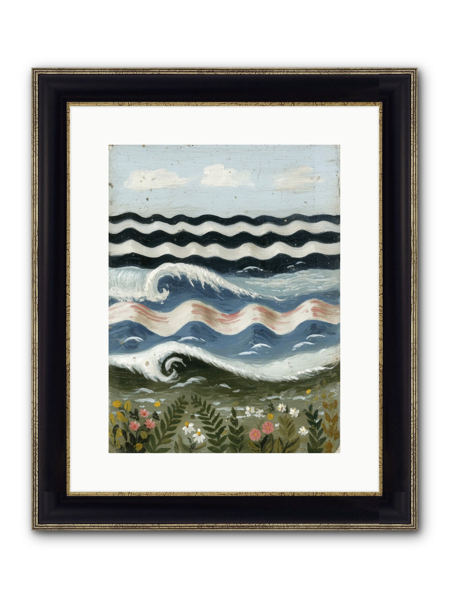 Bewitched Swells Framed Print - Black & Gold 12x16