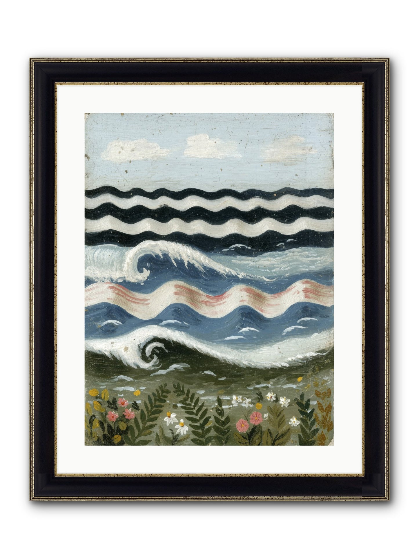 Bewitched Swells Framed Print - Black & Gold 18x24