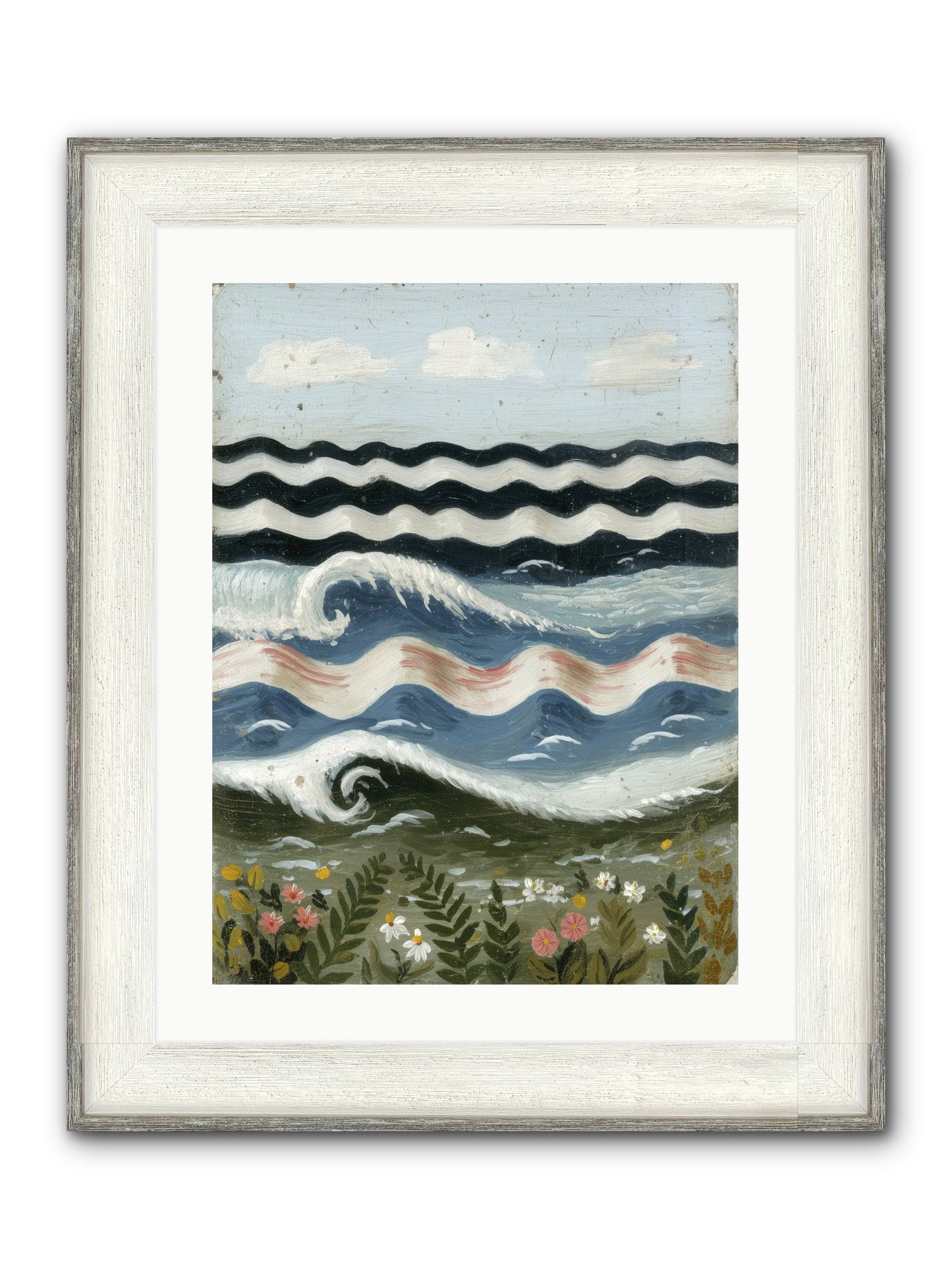 Bewitched Swells Framed Print - Driftwood White 18x24
