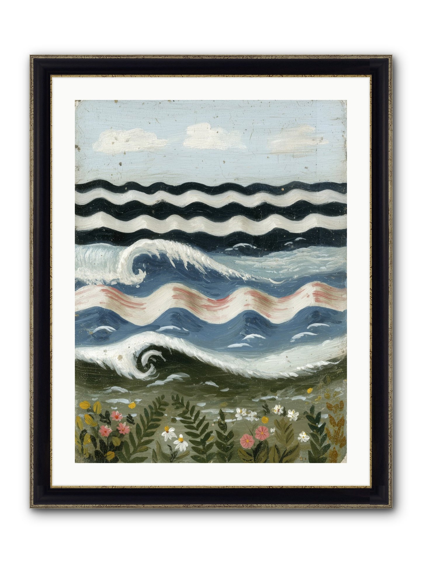 Bewitched Swells Framed Print - Black & Gold 24x32