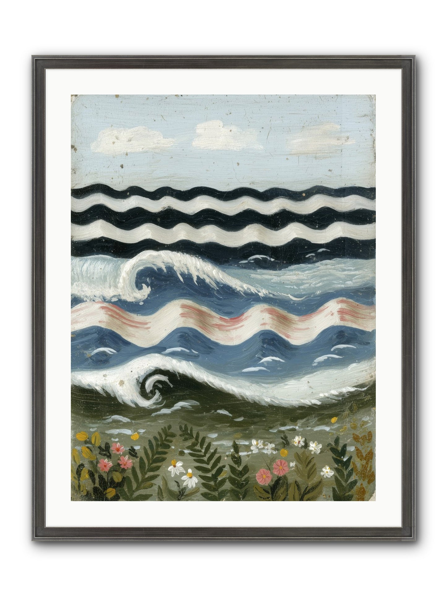 Bewitched Swells Framed Print - Slimwoods Black/Silver 24x32
