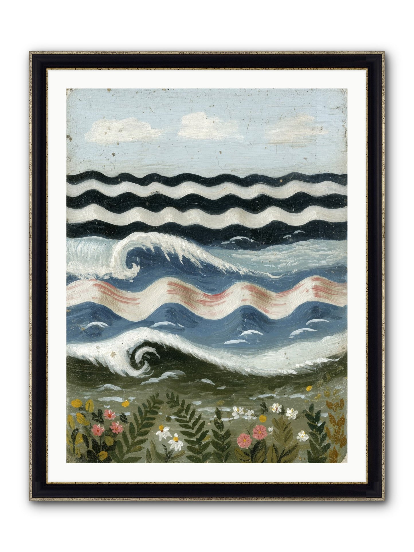 Bewitched Swells Framed Print - Black & Gold 30x40