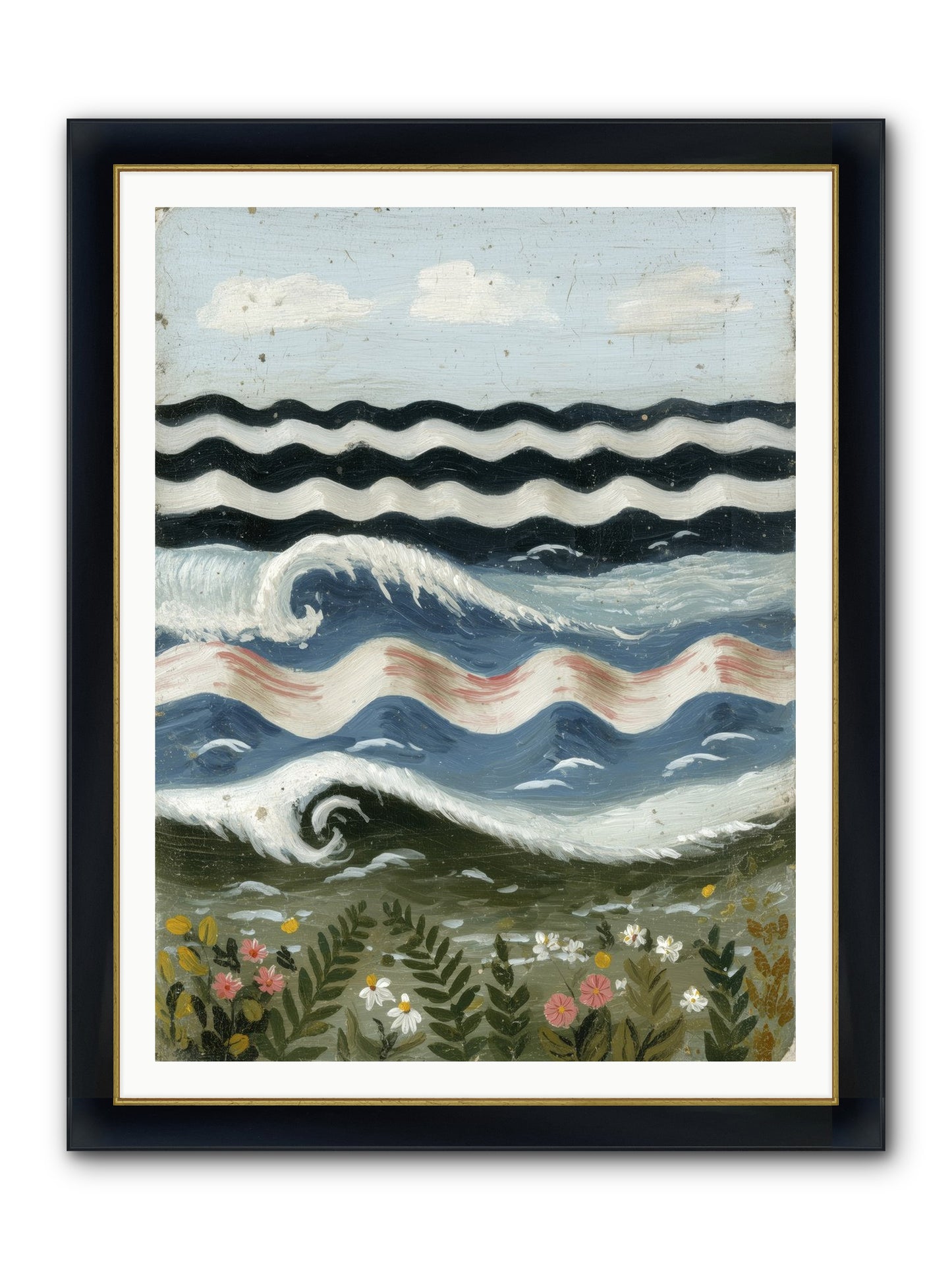 Bewitched Swells Framed Print - Wide Black w/Gold 36x48