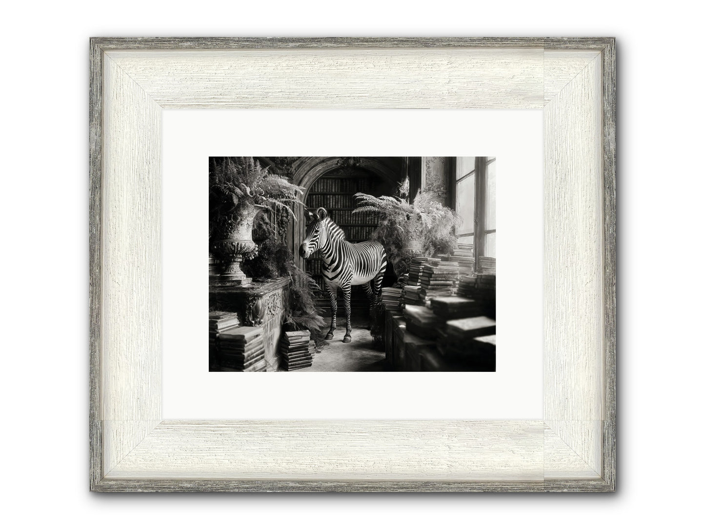 Bezique Framed Print - Driftwood White 12x9