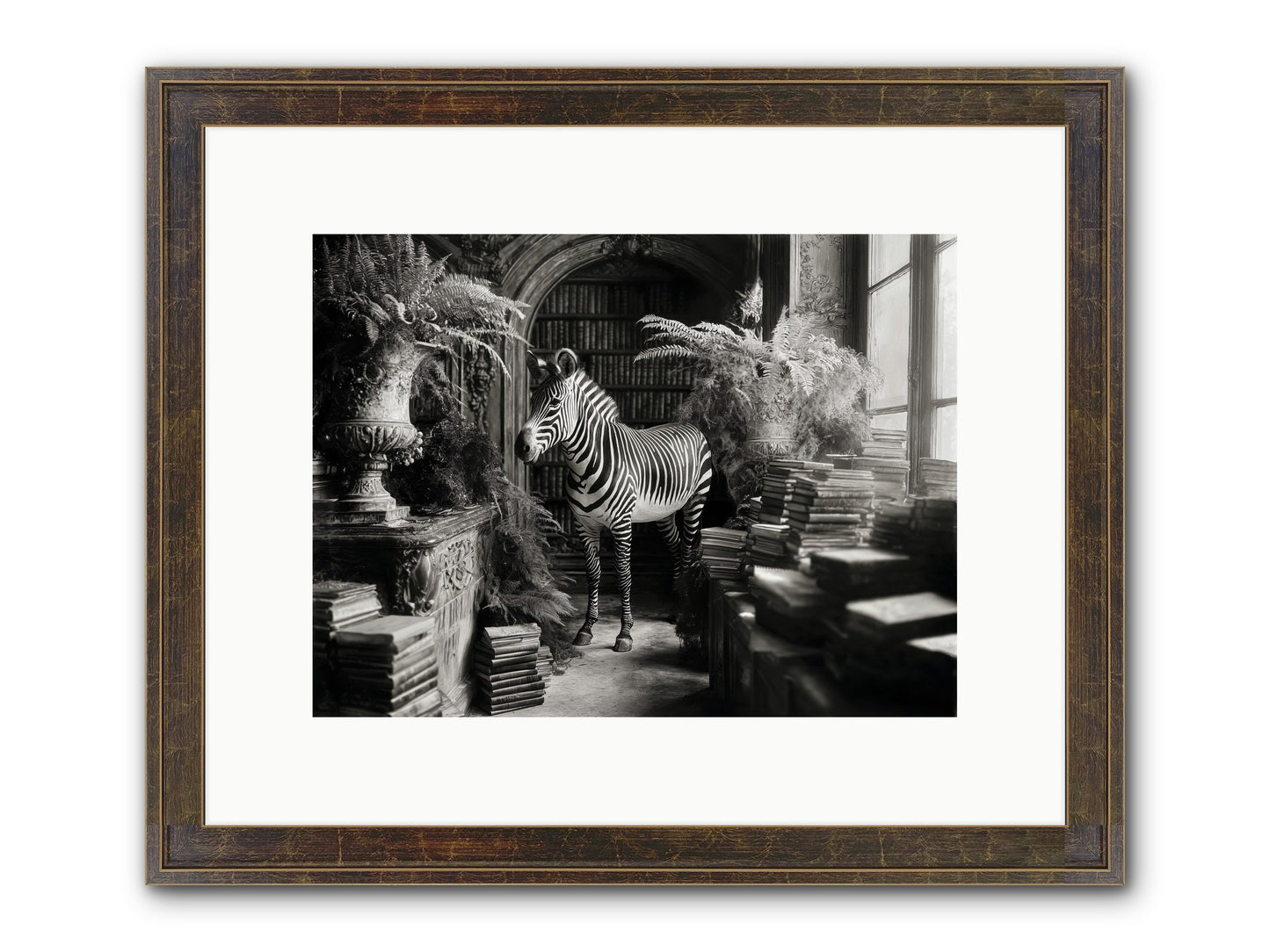 Bezique Framed Print - Slimwoods Black/Gold 12x9