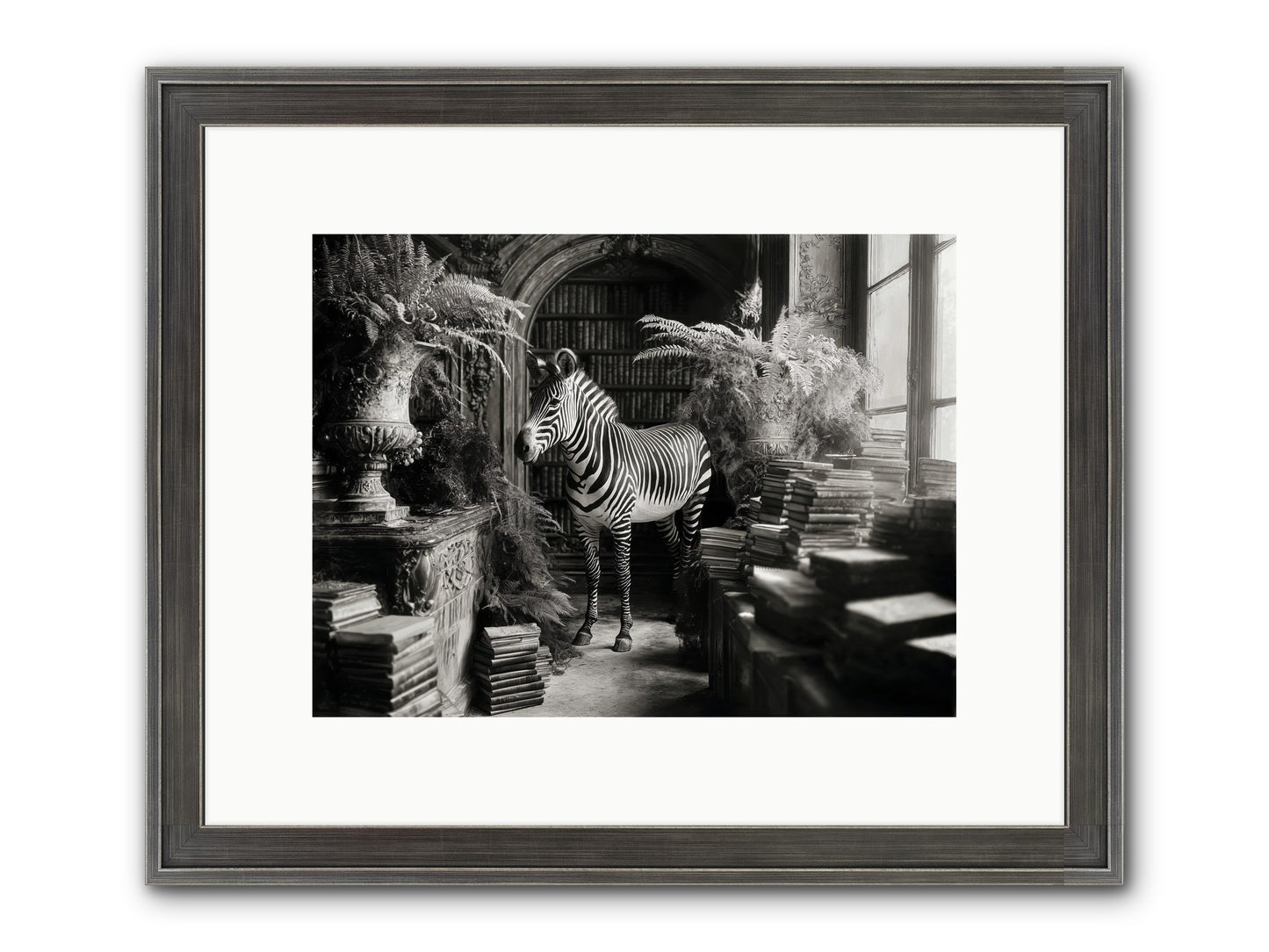Bezique Framed Print - Slimwoods Black/Silver 12x9