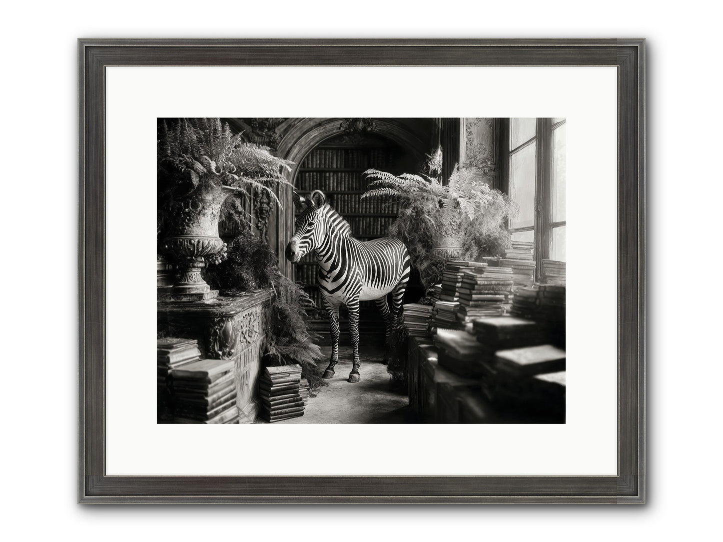 Bezique Framed Print - Slimwoods Black/Silver 16x12