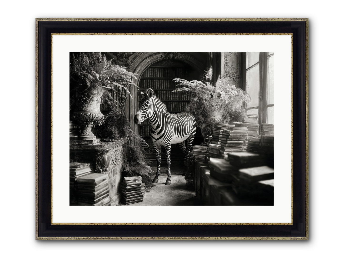 Bezique Framed Print - Black & Gold 24x18