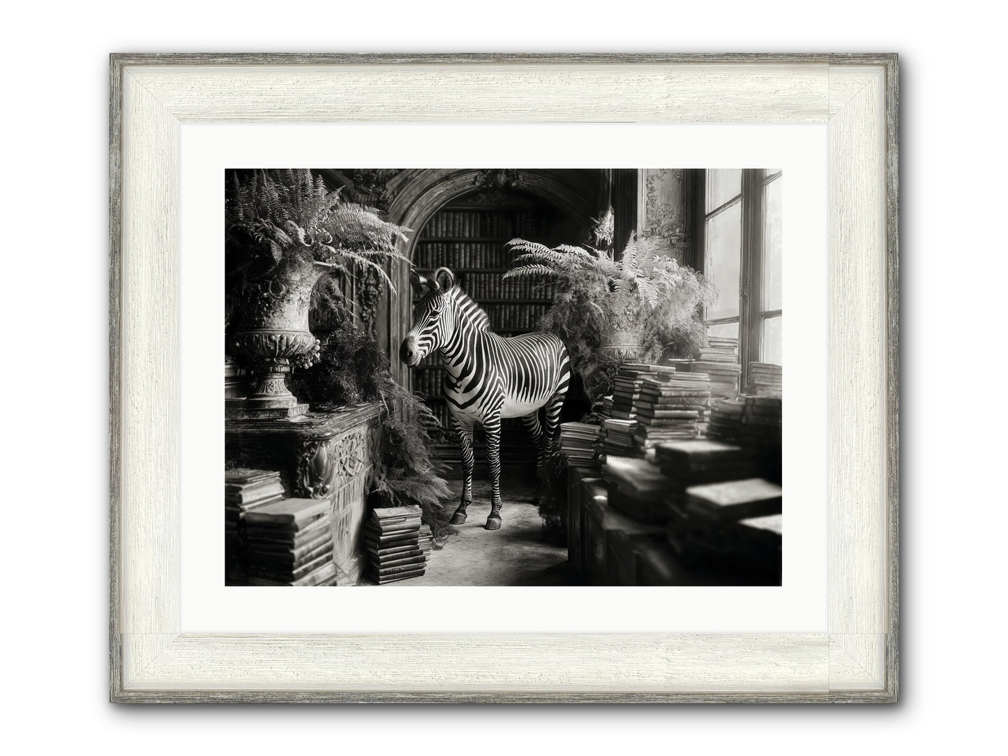Bezique Framed Print - Driftwood White 24x18