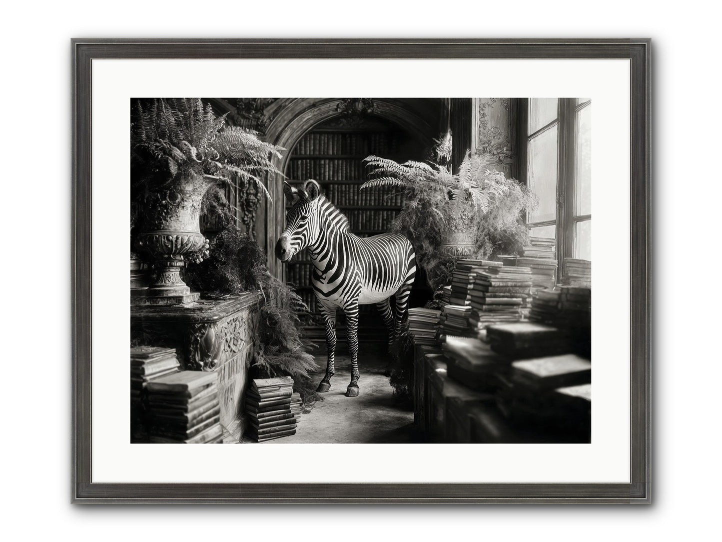 Bezique Framed Print - Slimwoods Black/Silver 24x18
