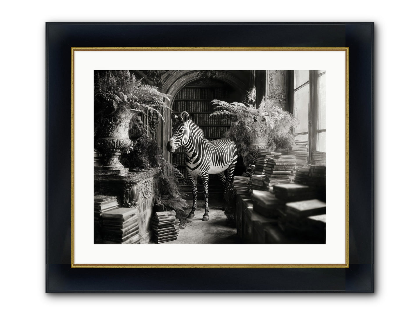 Bezique Framed Print - Wide Black w/Gold 24x18