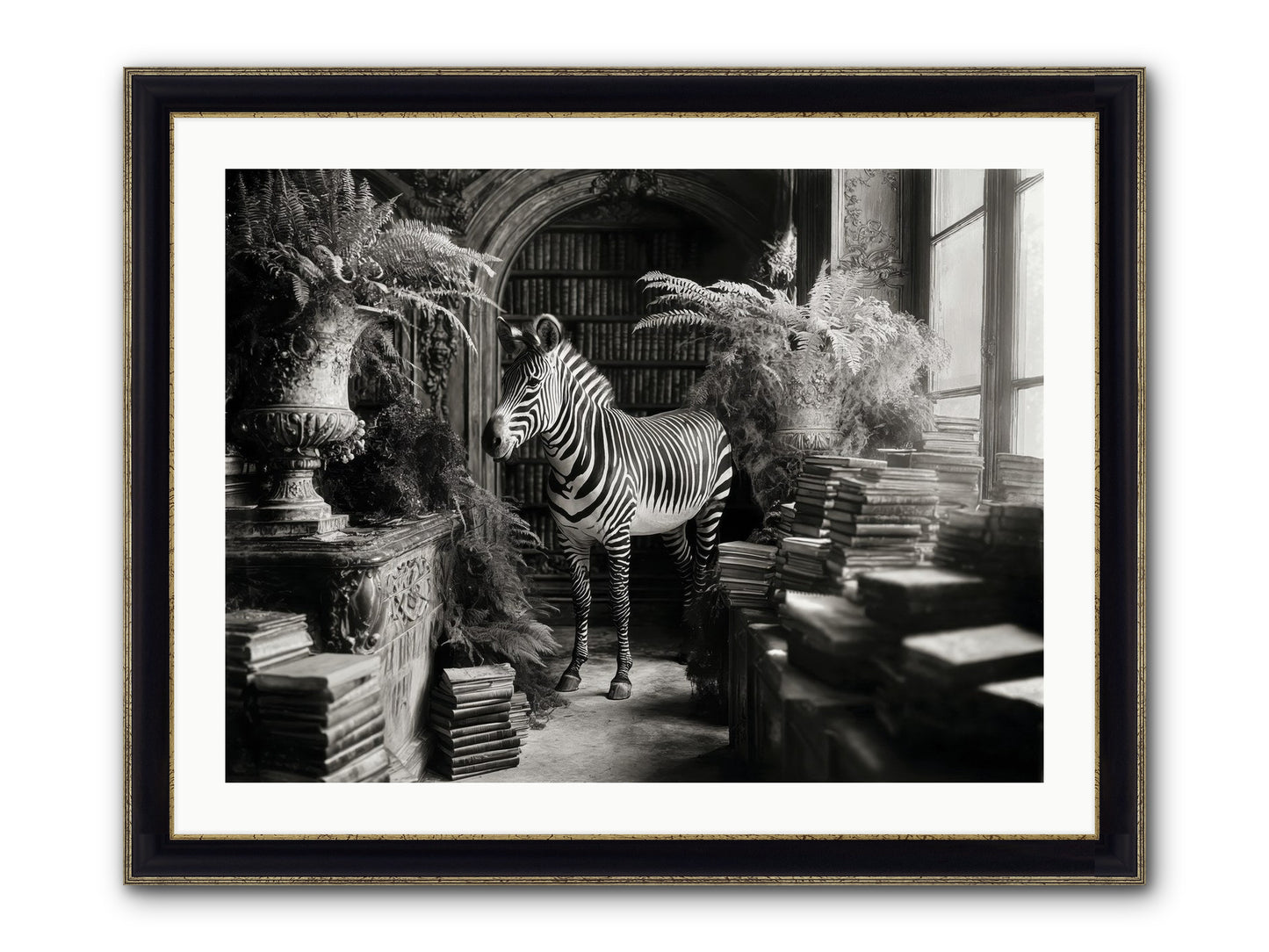 Bezique Framed Print - Black & Gold 32x24