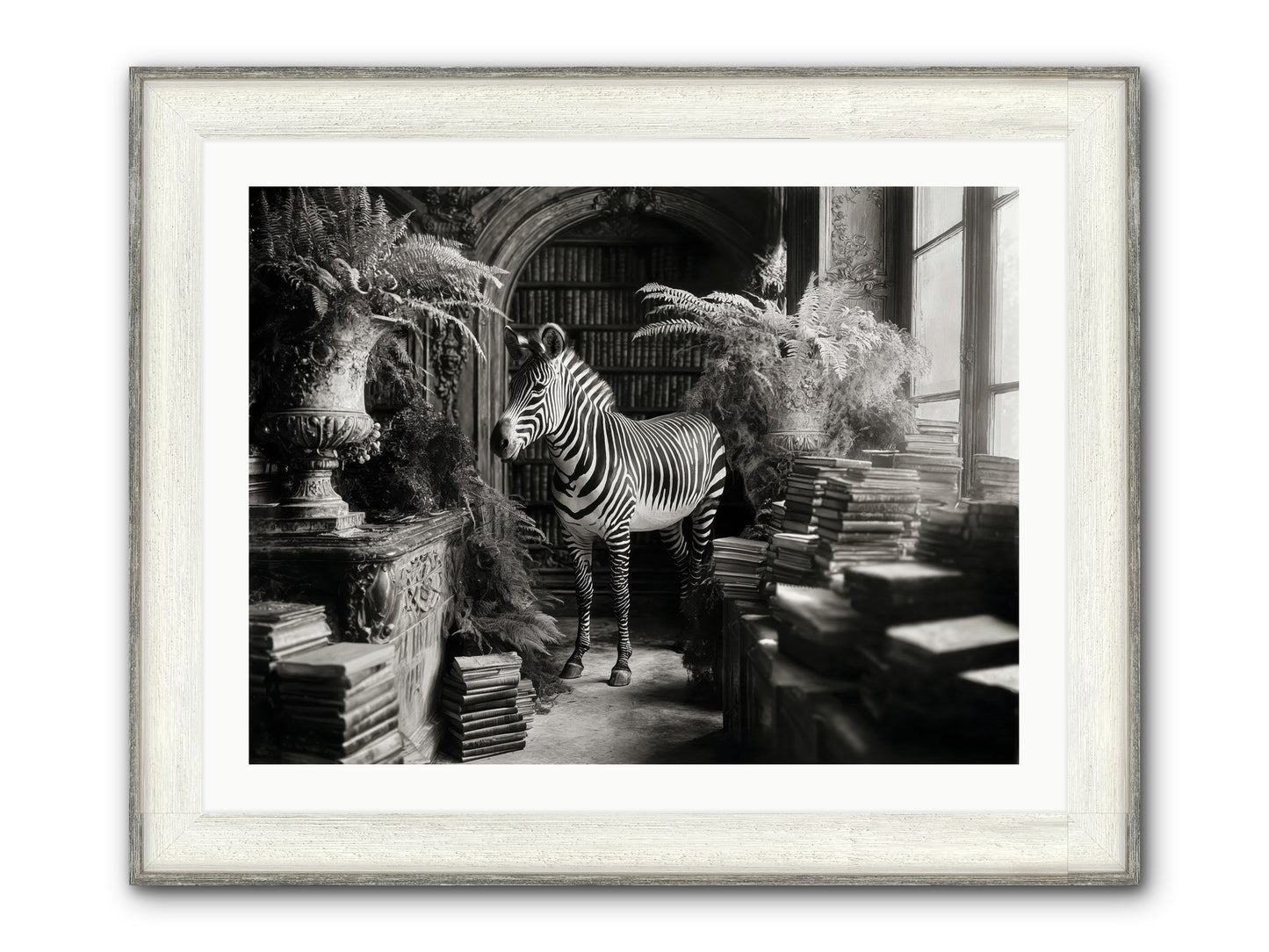 Bezique Framed Print - Driftwood White 32x24