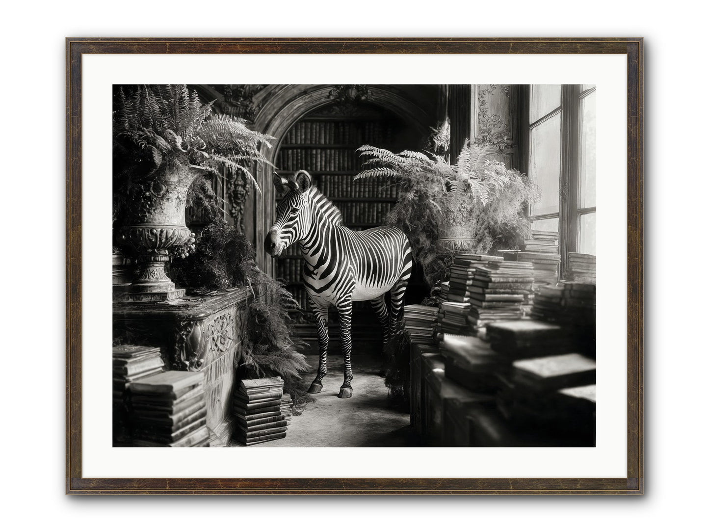 Bezique Framed Print - Slimwoods Black/Gold 32x24