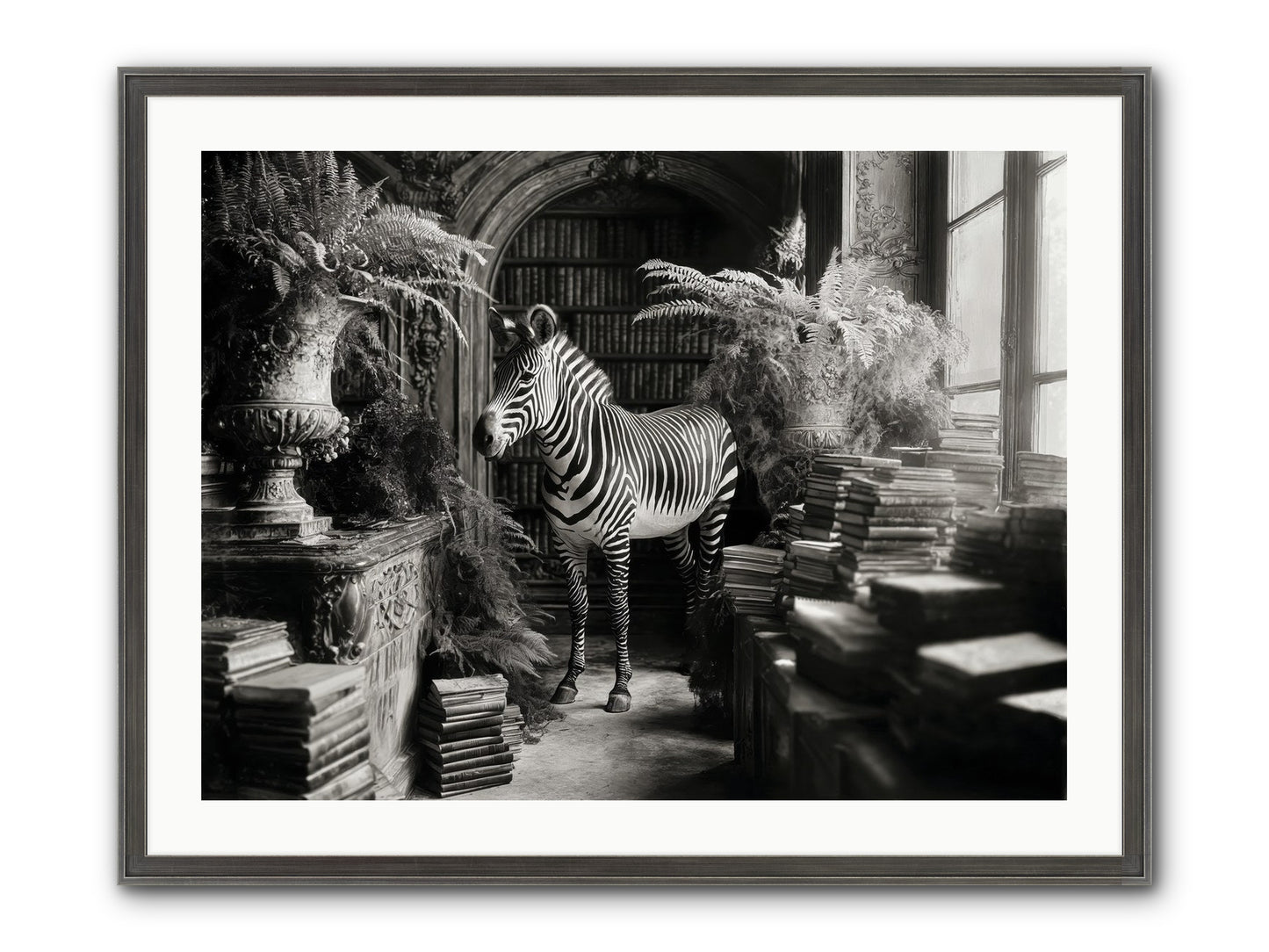 Bezique Framed Print - Slimwoods Black/Silver 32x24
