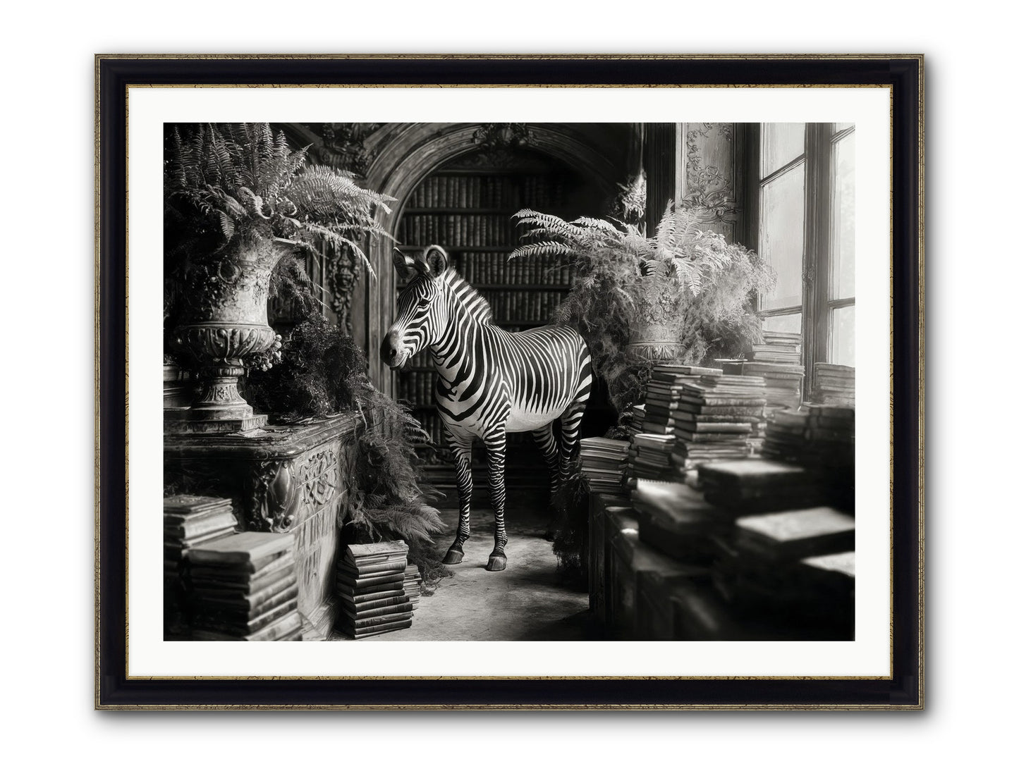 Bezique Framed Print - Black & Gold 40x30