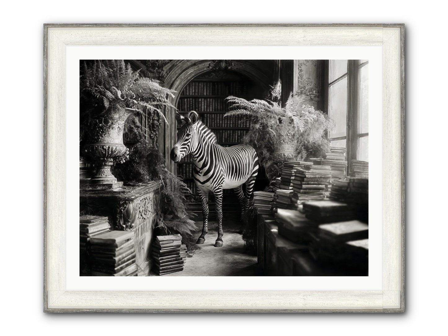 Bezique Framed Print - Driftwood White 40x30