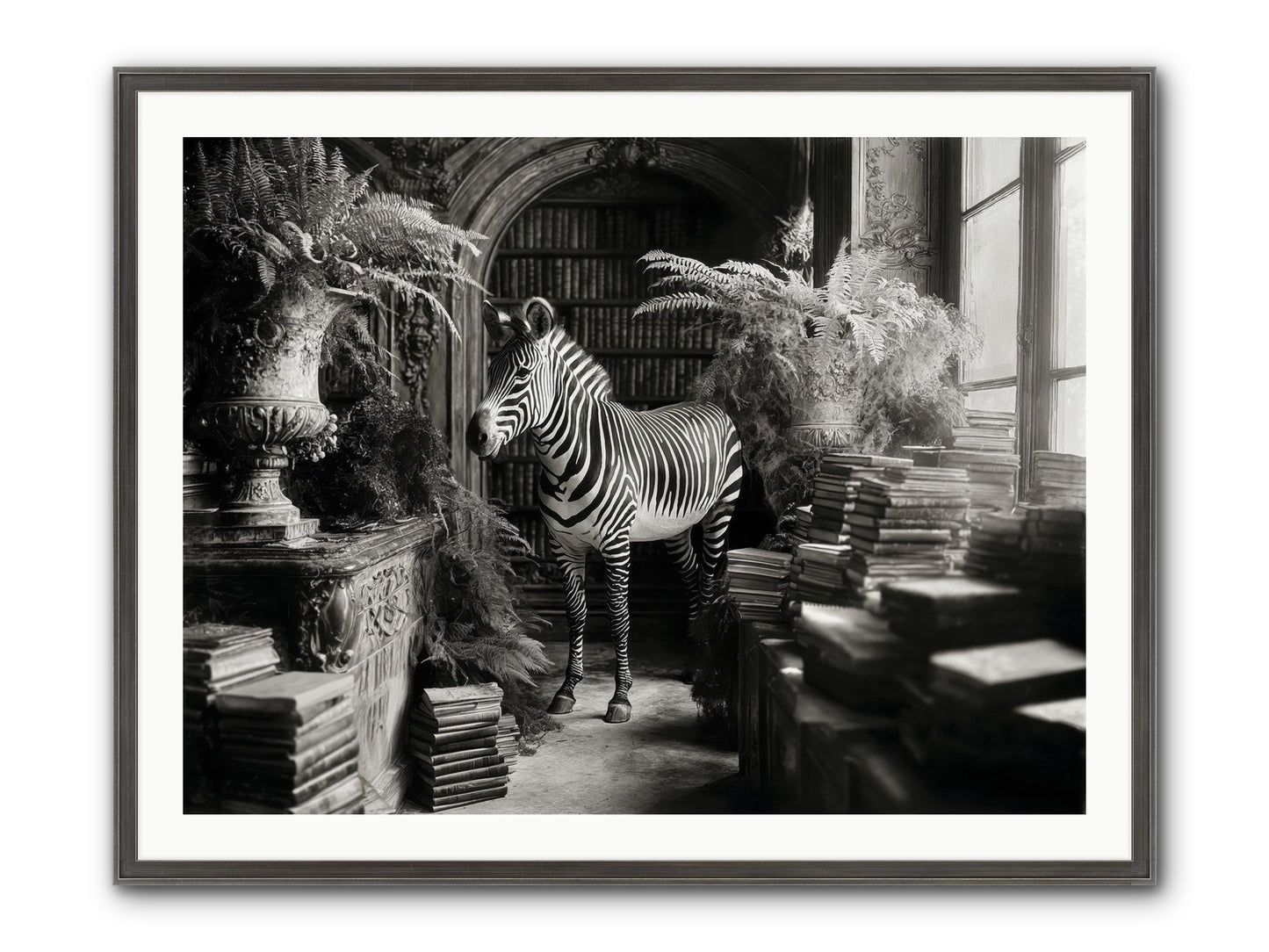 Bezique Framed Print - Slimwoods Black/Silver 40x30