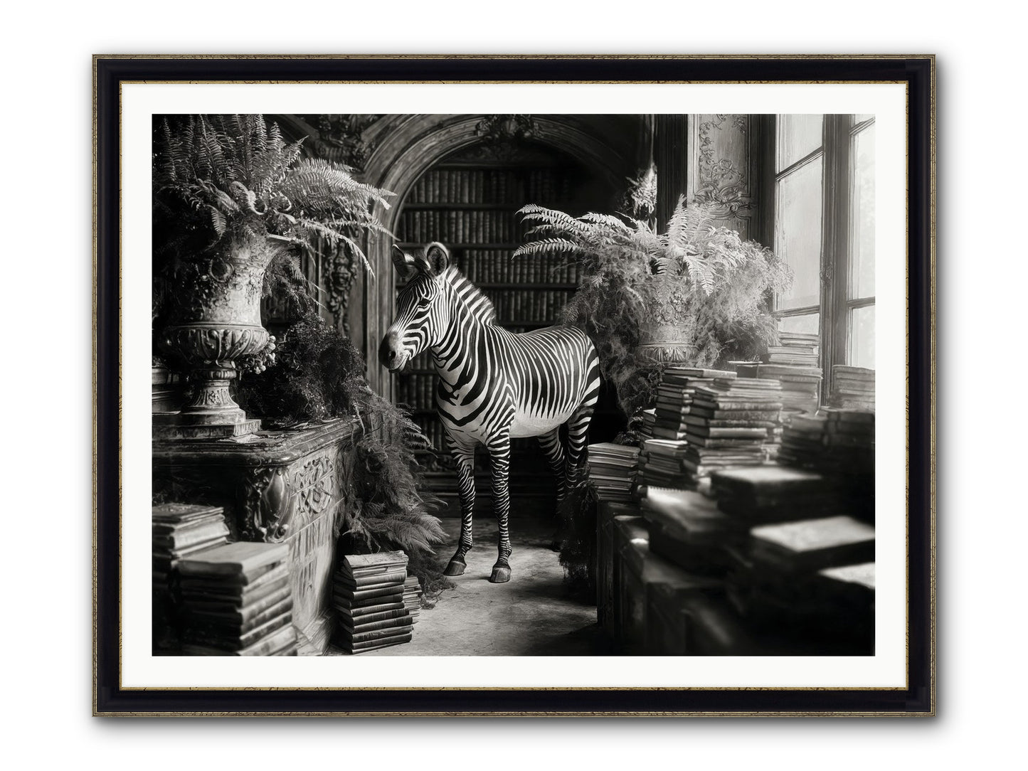 Bezique Framed Print - Black & Gold 48x36