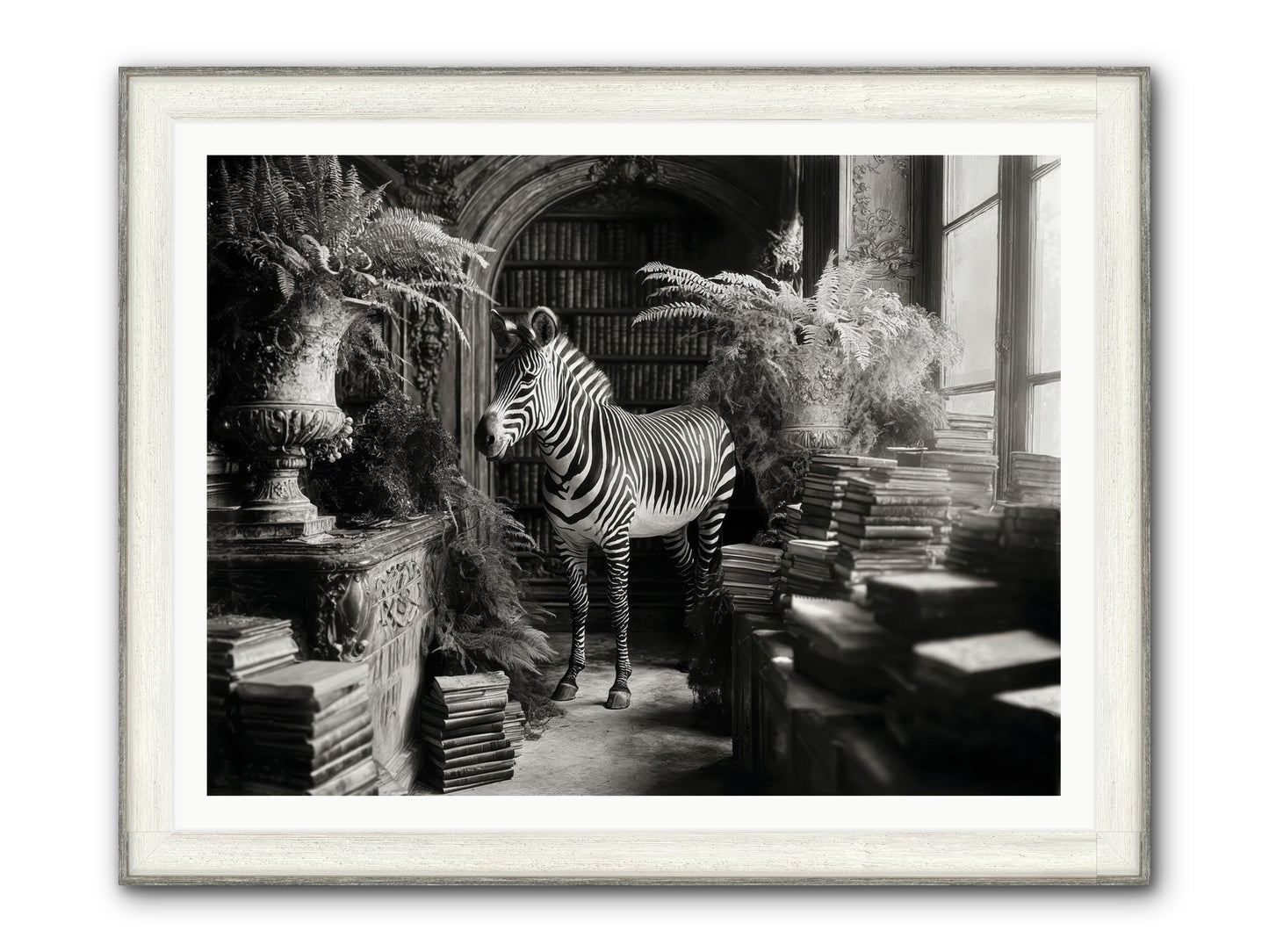 Bezique Framed Print - Driftwood White 48x36