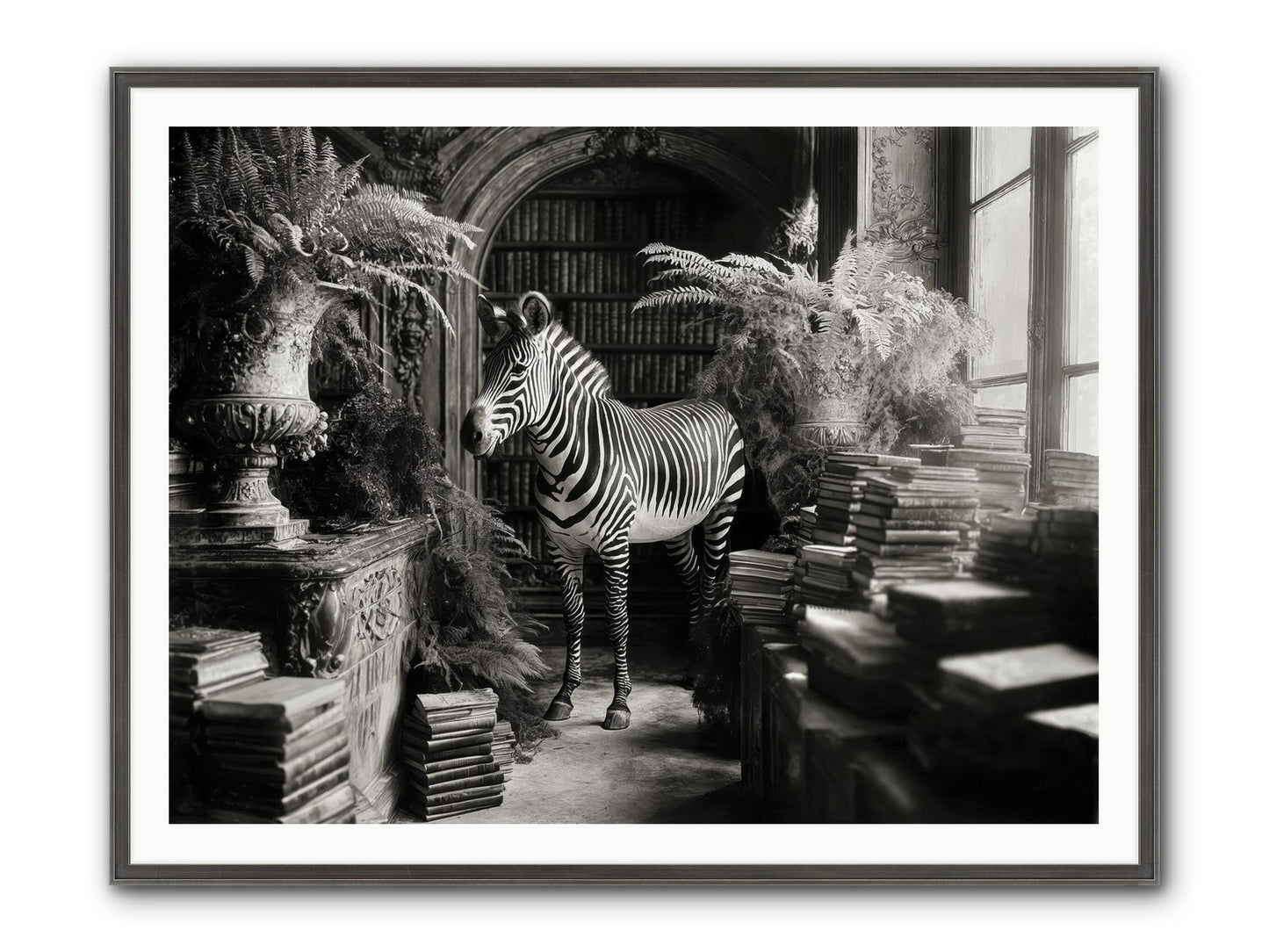 Bezique Framed Print - Slimwoods Black/Silver 48x36