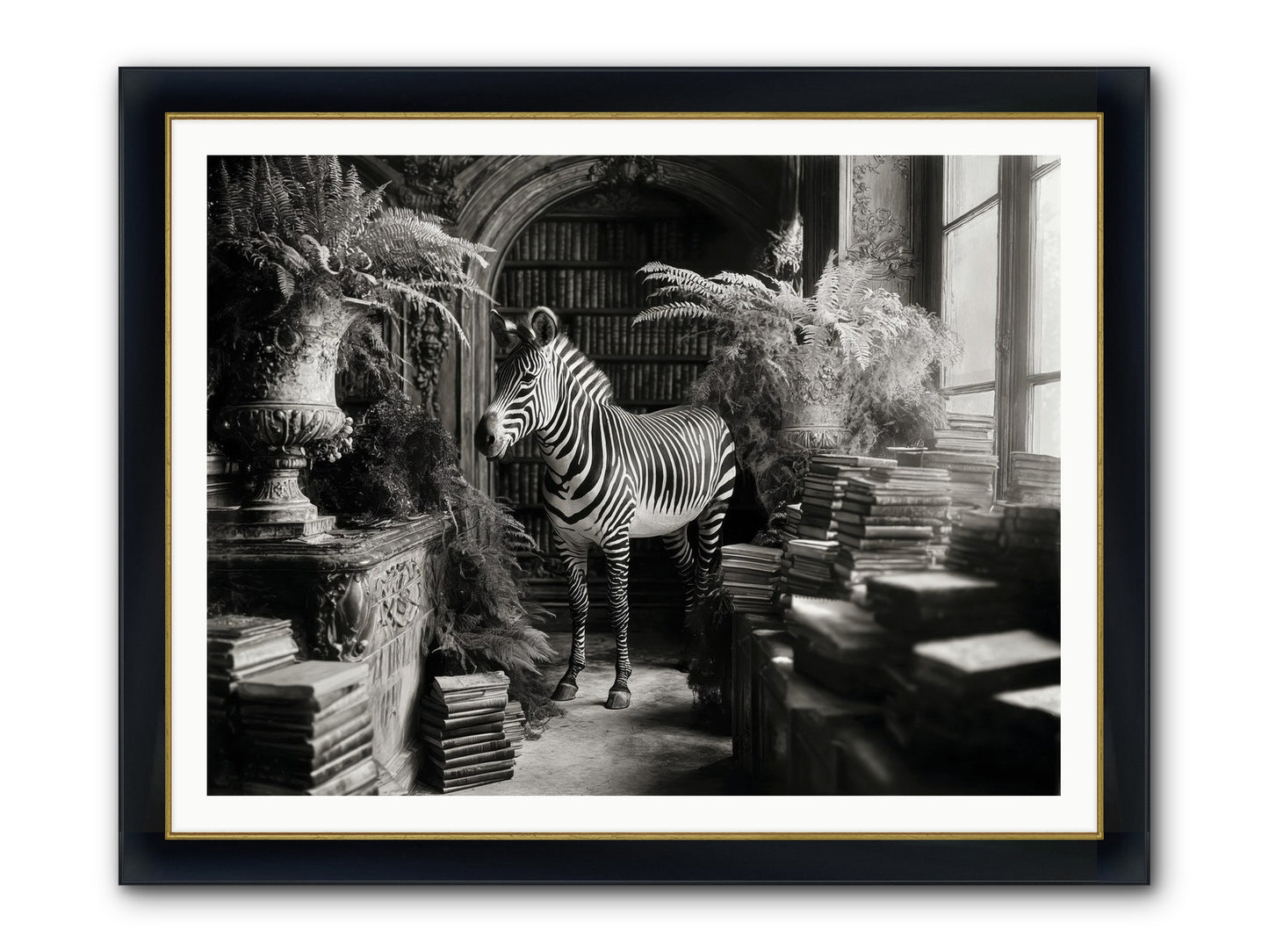 Bezique Framed Print - Wide Black w/Gold 48x36