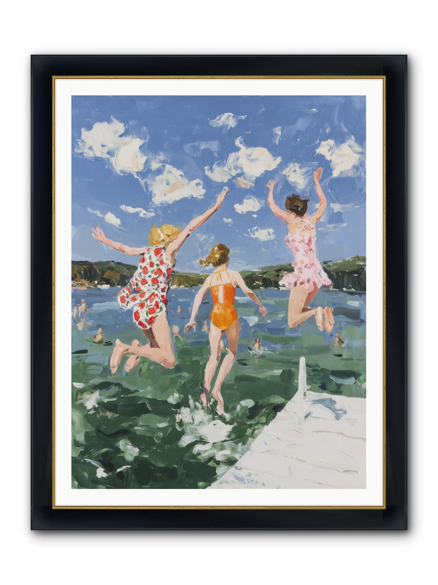 Big Splash Champions Framed Print - Wide Black w/Gold 36x48