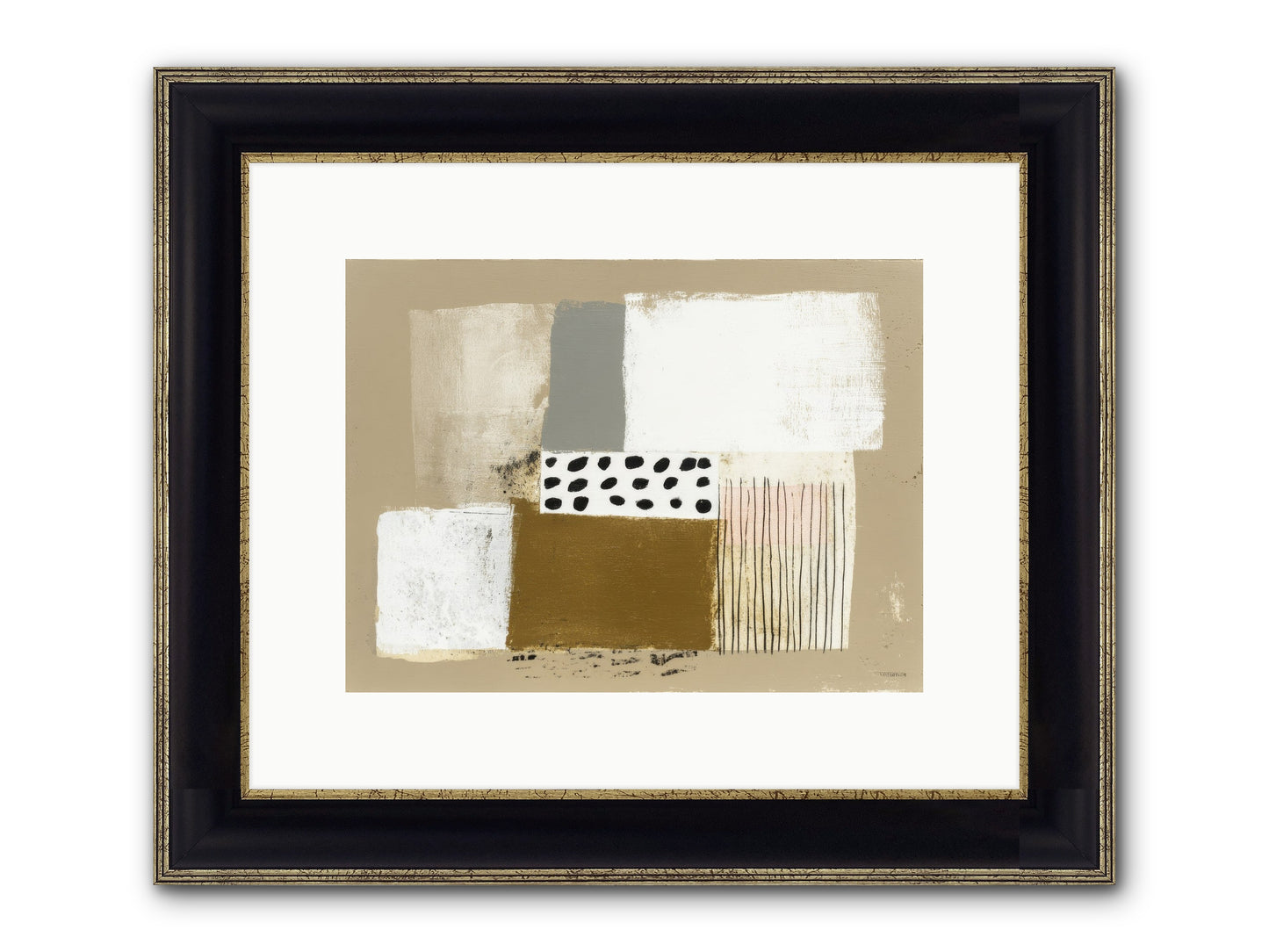 Birch Wisp Framed Print - Black & Gold 12x9