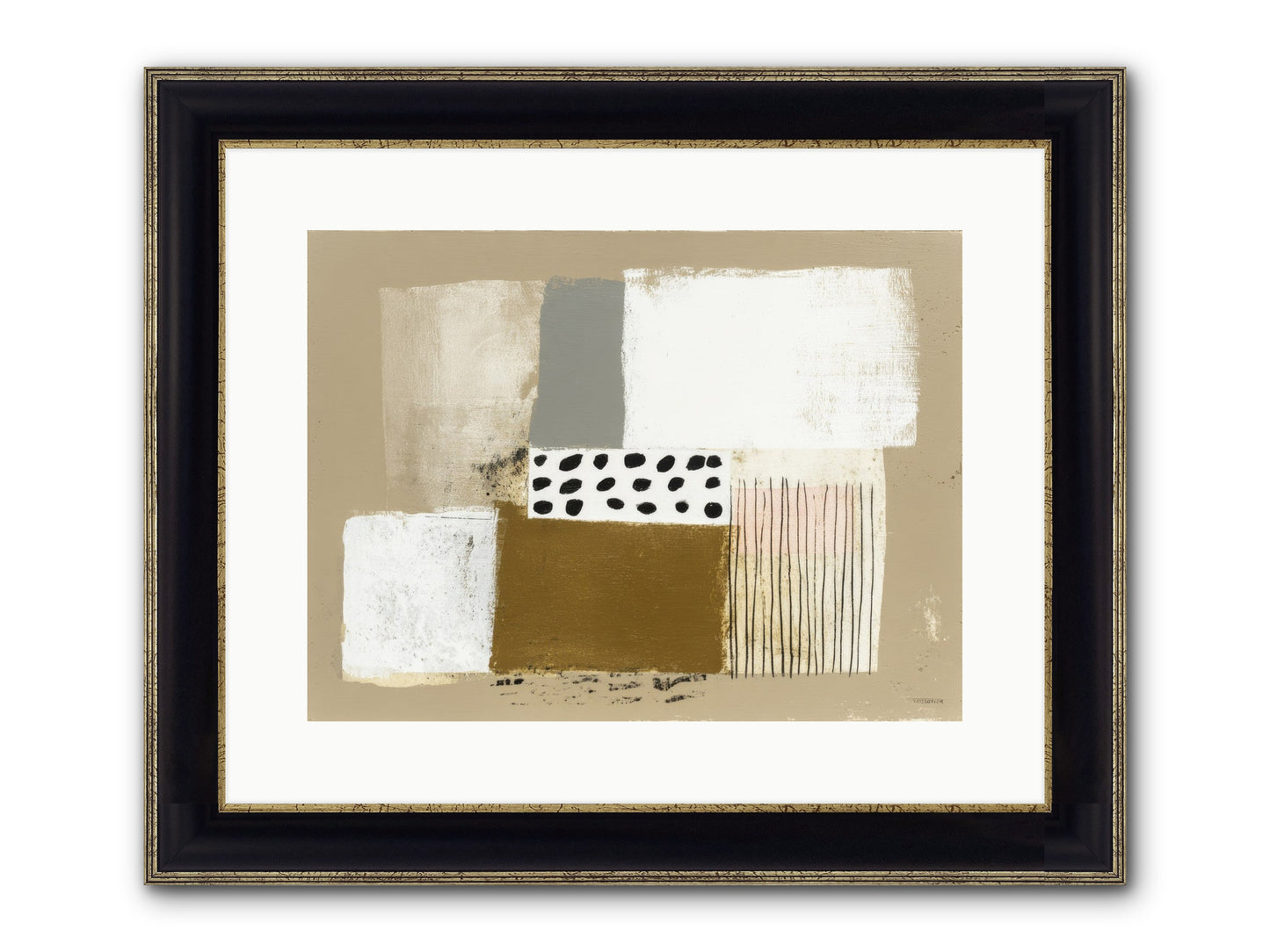 Birch Wisp Framed Print - Black & Gold 16x12