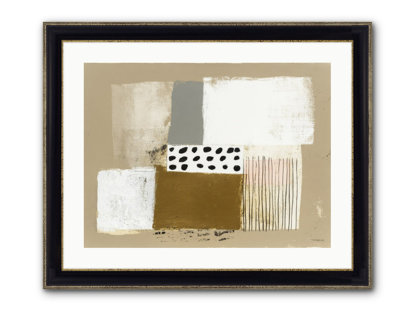 Birch Wisp Framed Print - Black & Gold 24x18