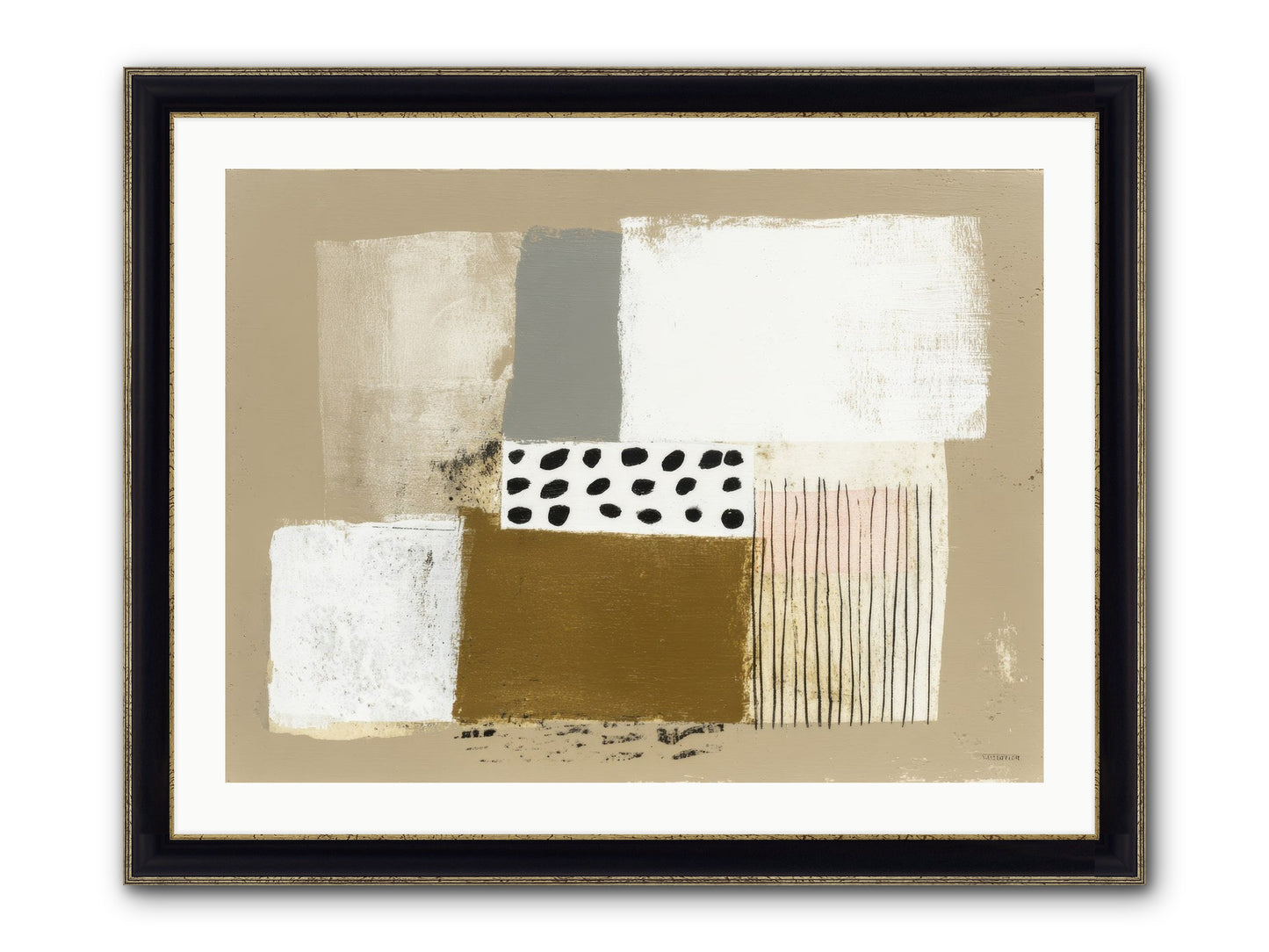 Birch Wisp Framed Print - Black & Gold 32x24