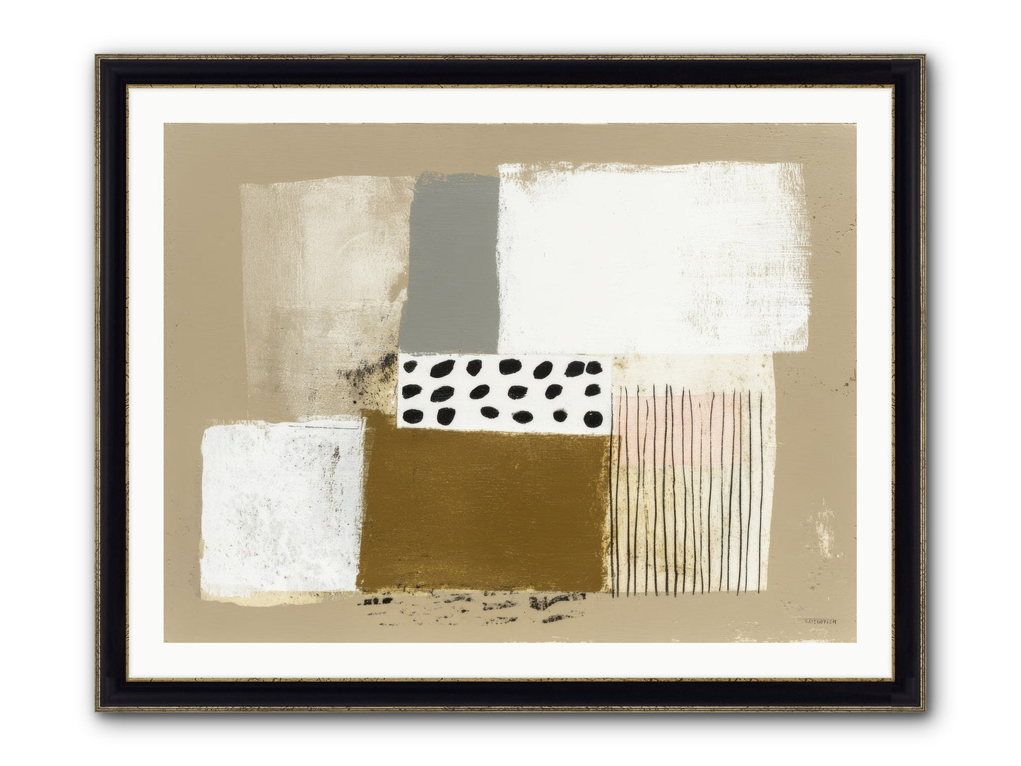 Birch Wisp Framed Print - Black & Gold 40x30