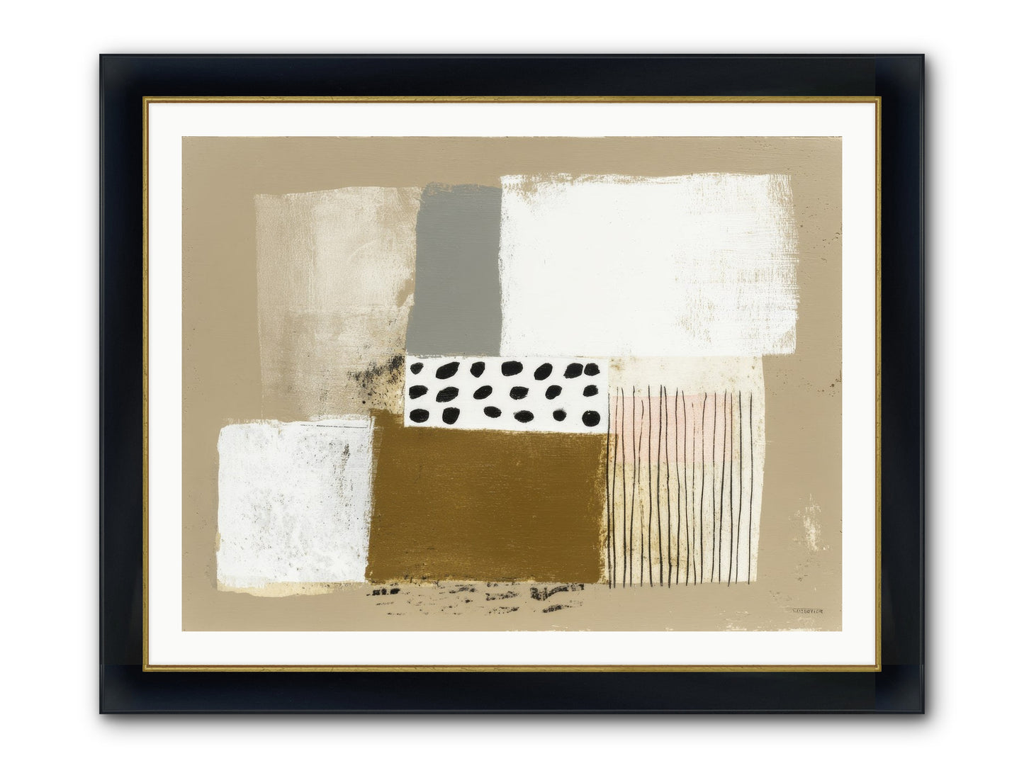Birch Wisp Framed Print - Wide Black w/Gold 40x30