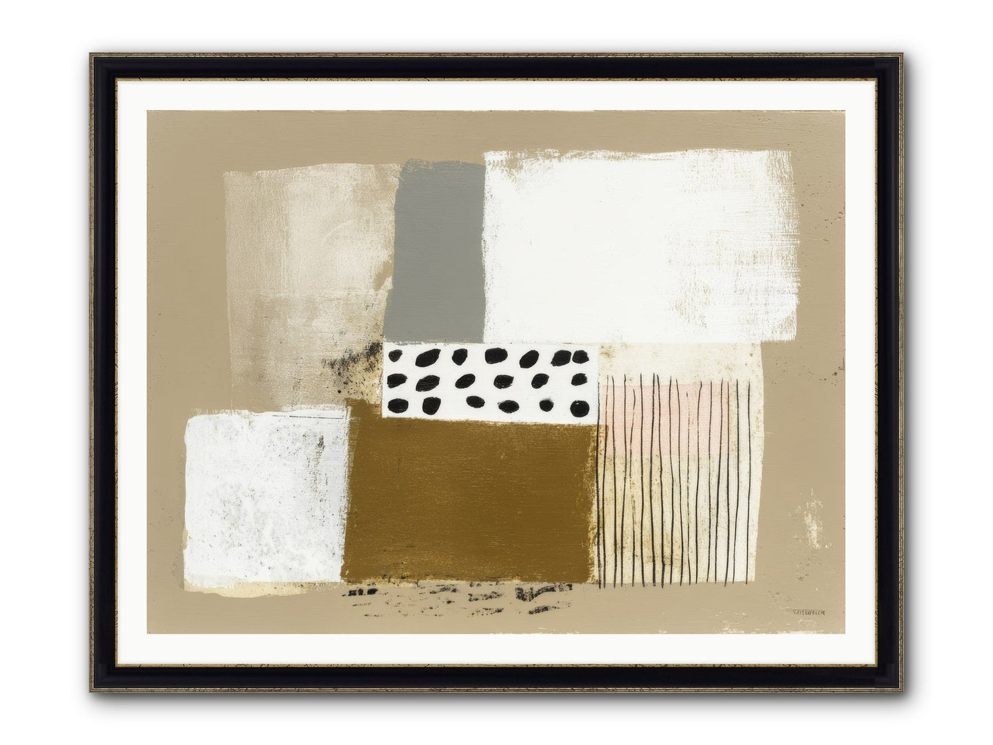 Birch Wisp Framed Print - Black & Gold 48x36