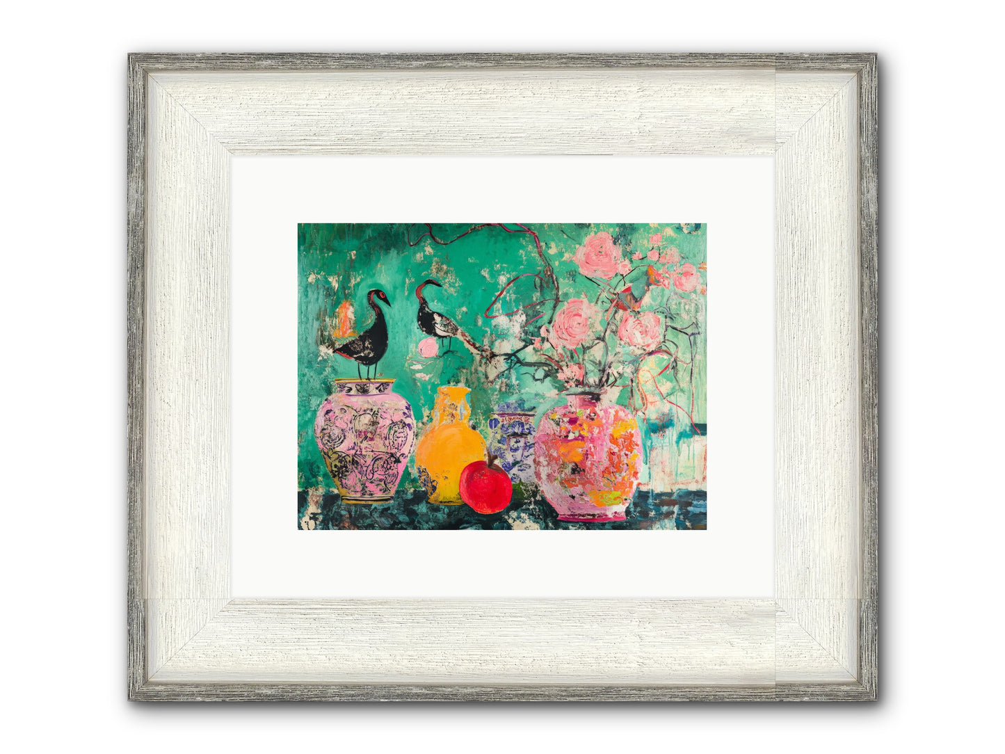 Bird Song Still Framed Print - Driftwood White 12x9