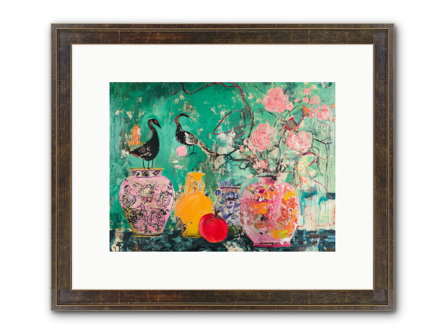 Bird Song Still Framed Print - Slimwoods Black/Gold 12x9