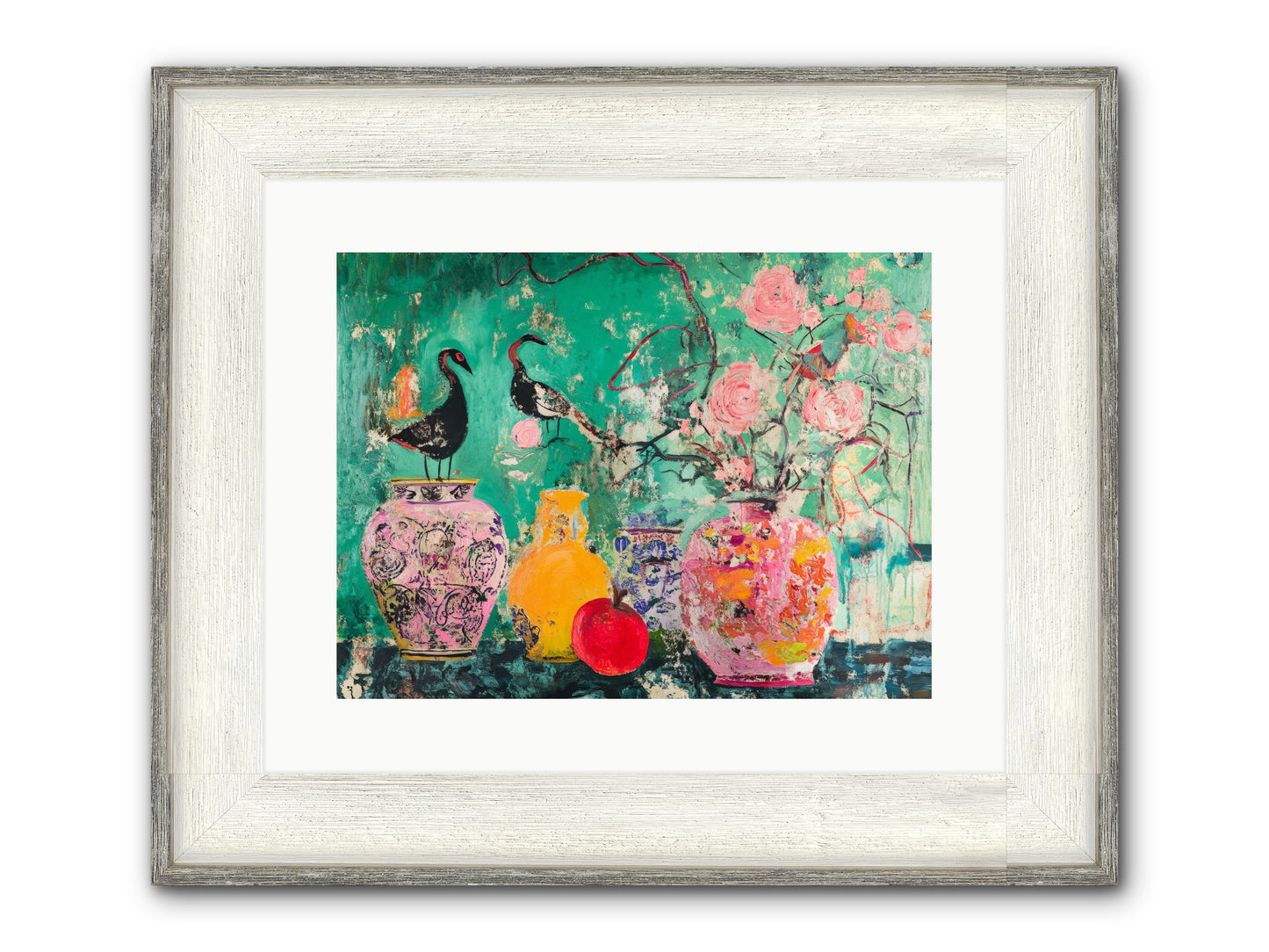 Bird Song Still Framed Print - Driftwood White 16x12