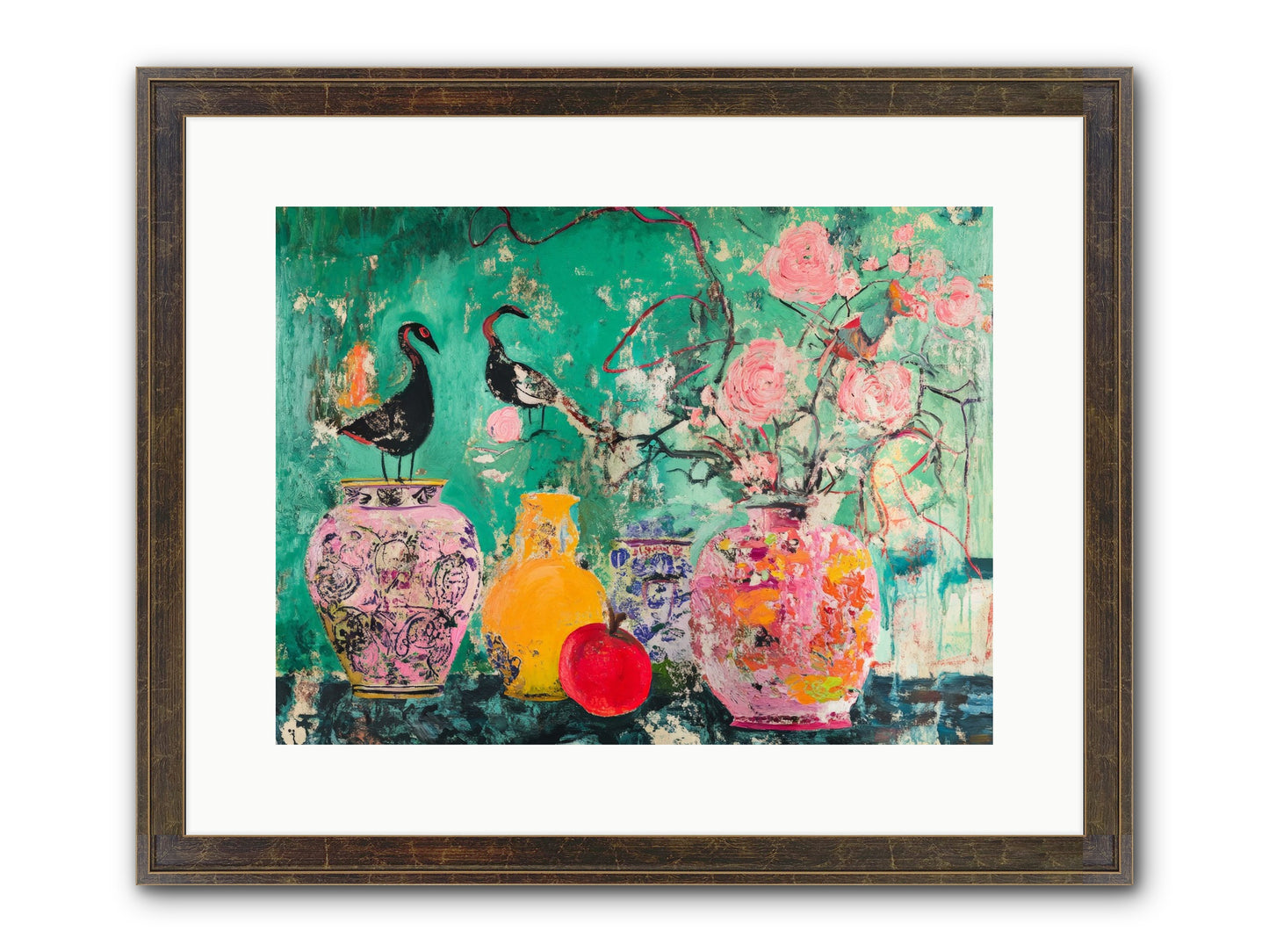 Bird Song Still Framed Print - Slimwoods Black/Gold 16x12